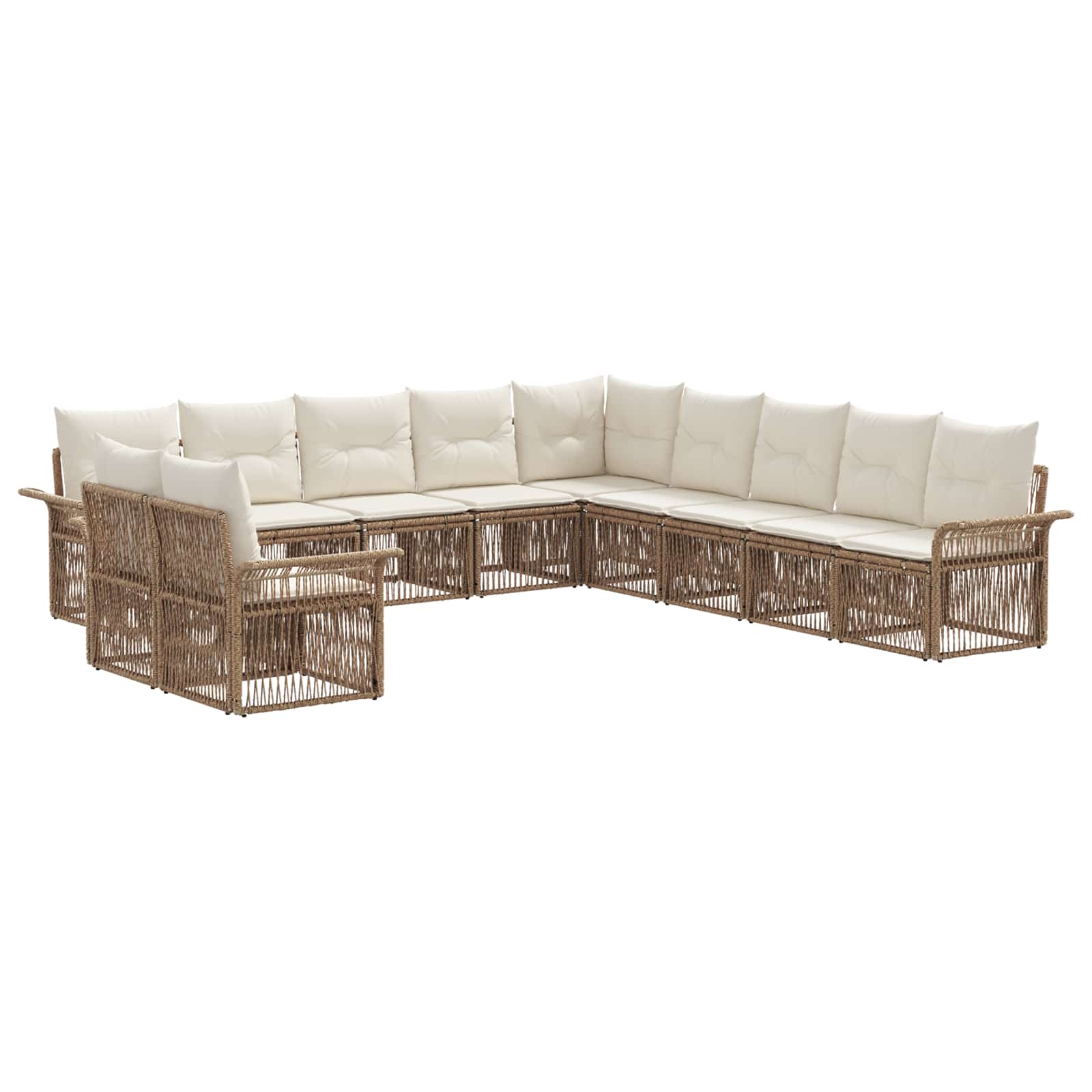 Ensemble de canapé de jardin 11 pcs Beige polyrotin - XIOS