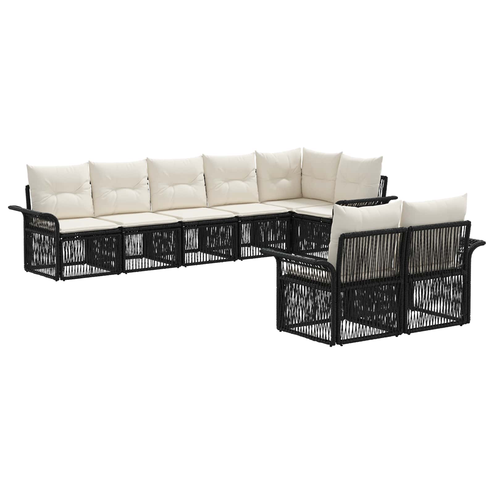 Ensemble de canapé de jardin 8 pcs Noir polyrotin - XIOS