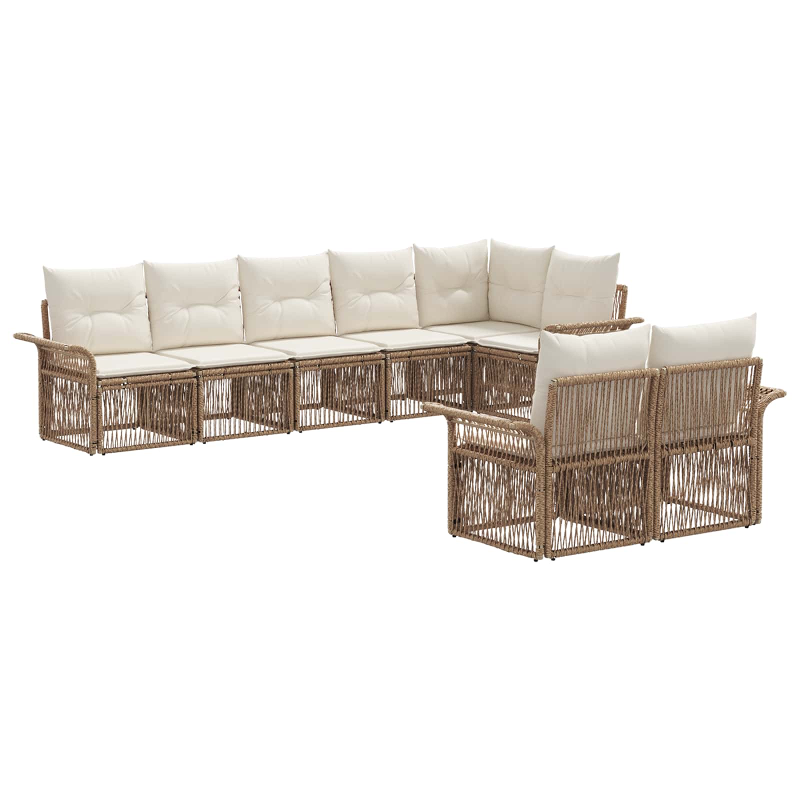 Ensemble de canapé de jardin 8 pcs Beige polyrotin - XIOS