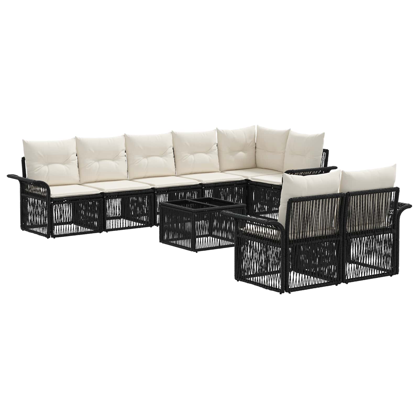 Ensemble de canapé de jardin 9 pcs Noir polyrotin - XIOS