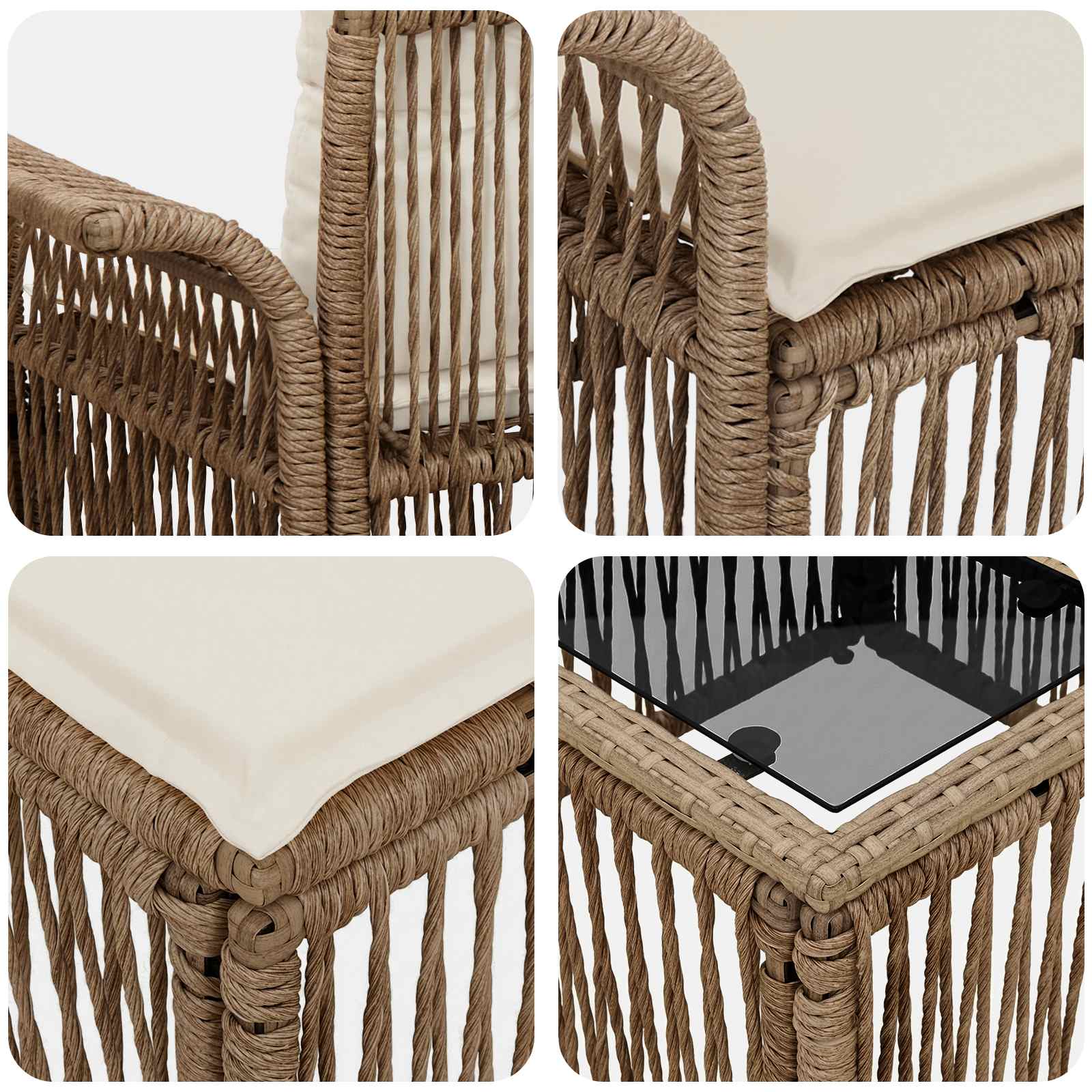 Ensemble de canapé de jardin 9 pcs Beige polyrotin - XIOS
