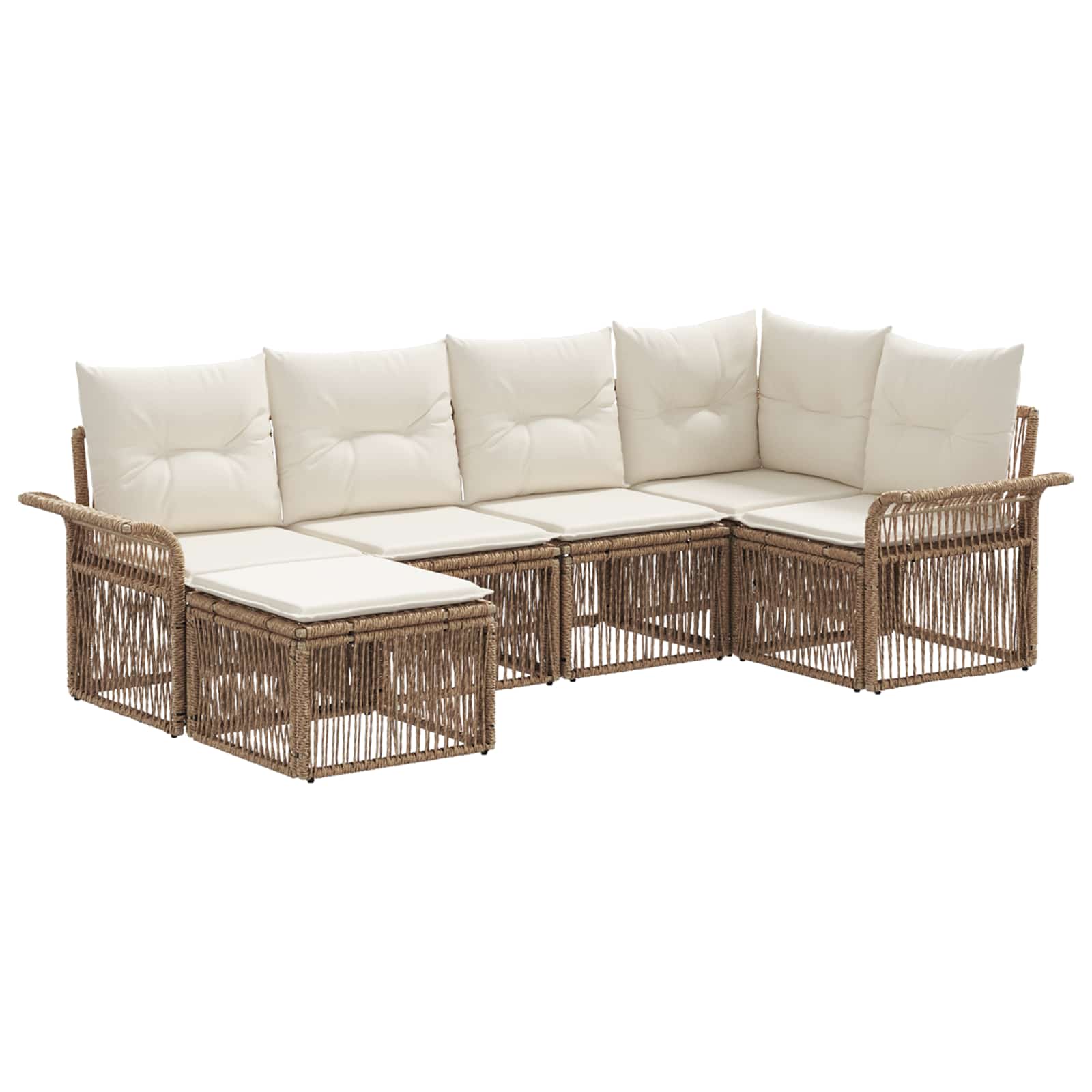 Ensemble de canapé de jardin 6 pcs Beige polyrotin - XIOS