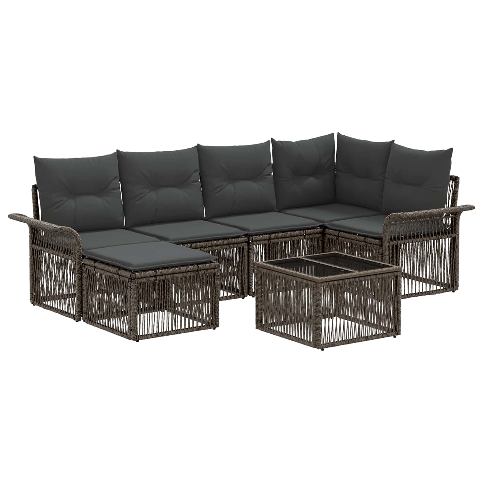 Ensemble de canapé de jardin 7 pcs Gris polyrotin - XIOS