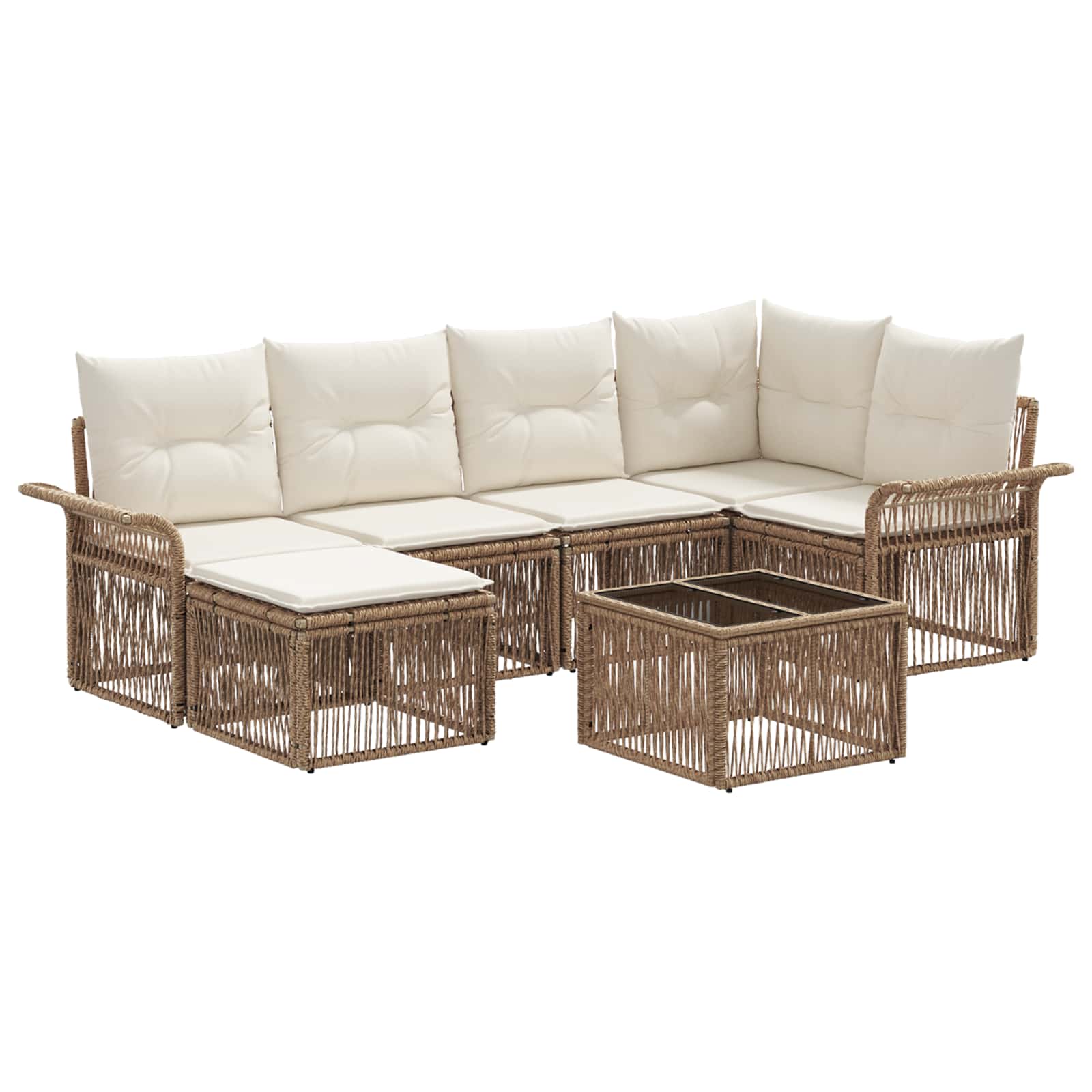 Ensemble de canapé de jardin 7 pcs Beige polyrotin - XIOS