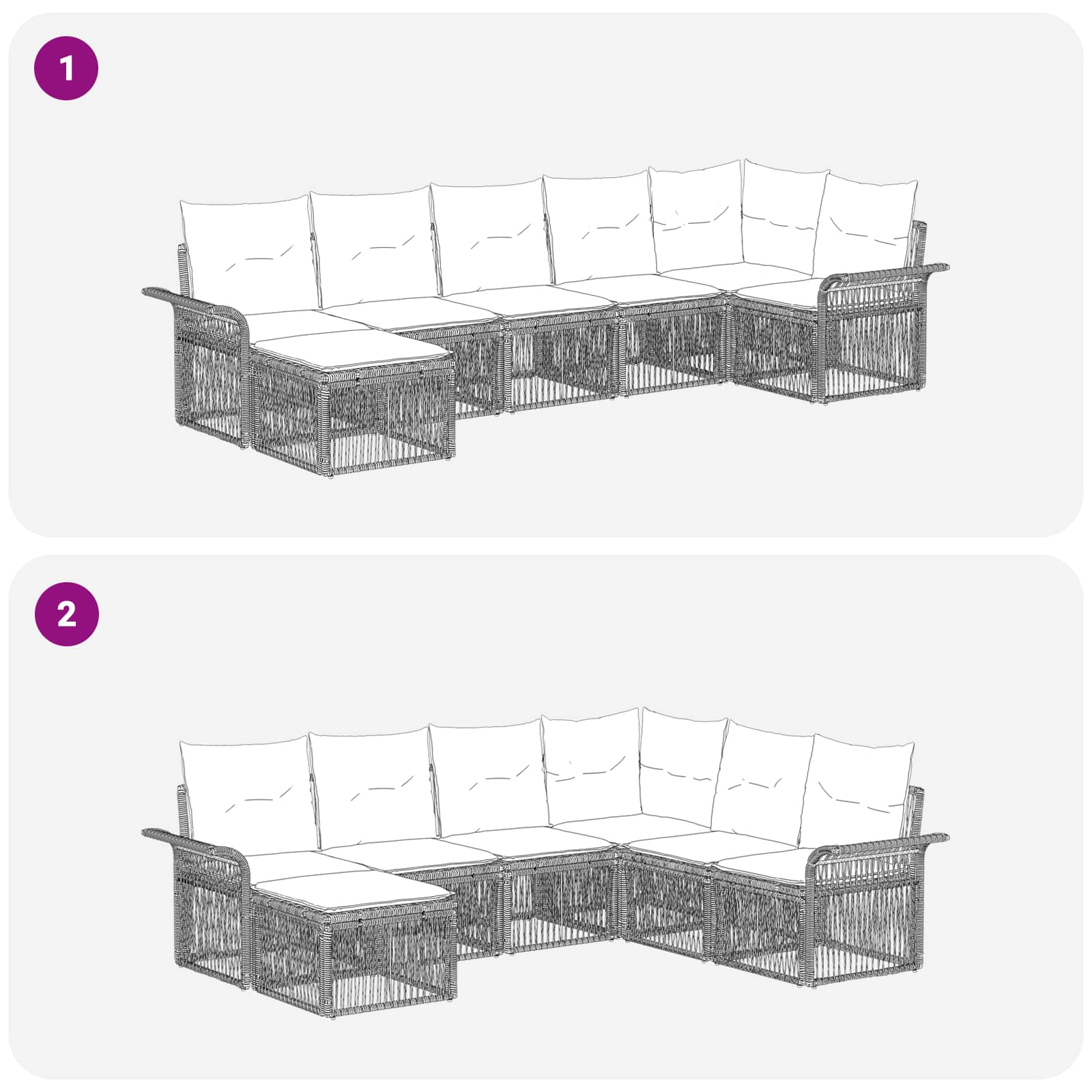 Ensemble de canapé de jardin 7 pcs Gris polyrotin - XIOS