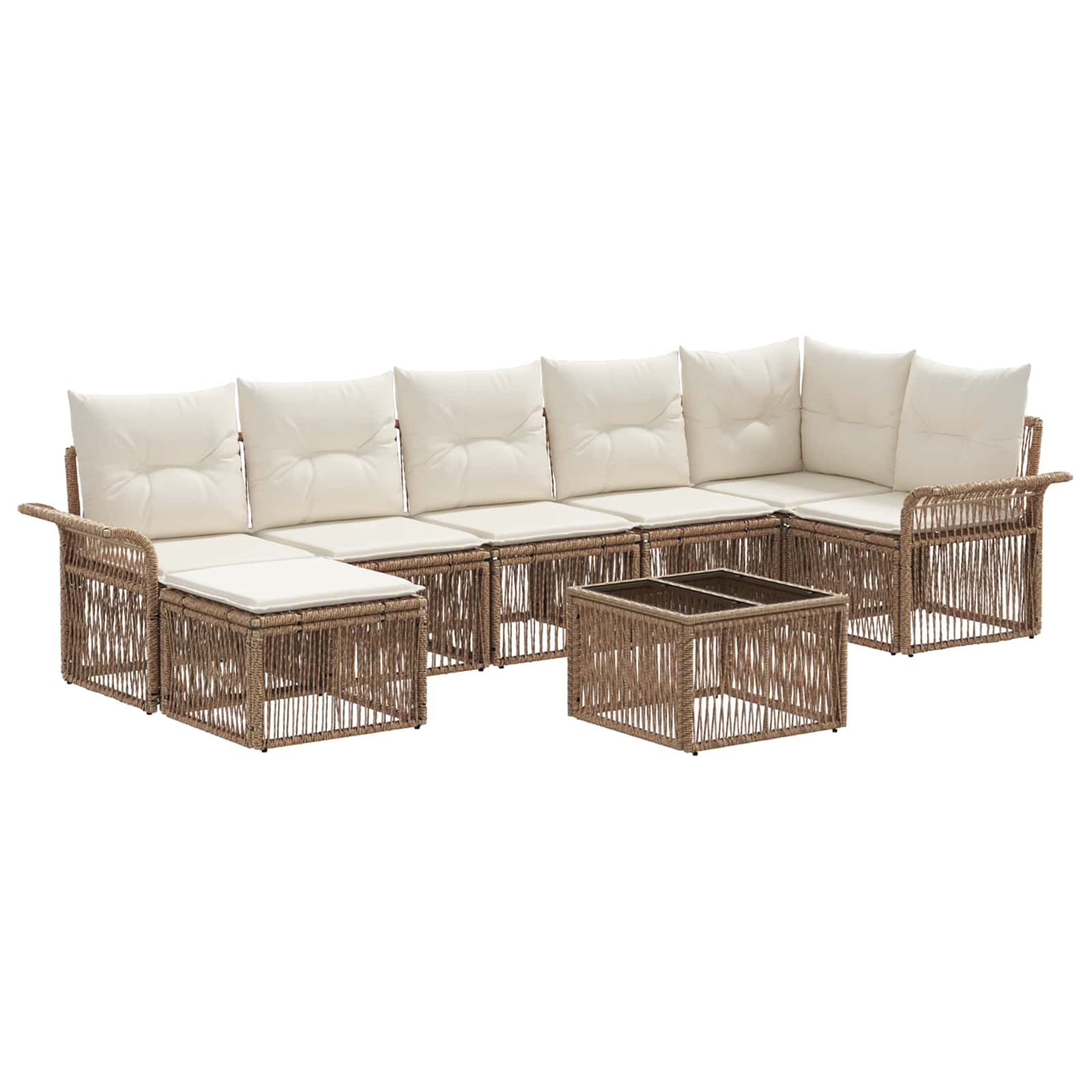 Ensemble de canapé de jardin 8 pcs Beige polyrotin - XIOS