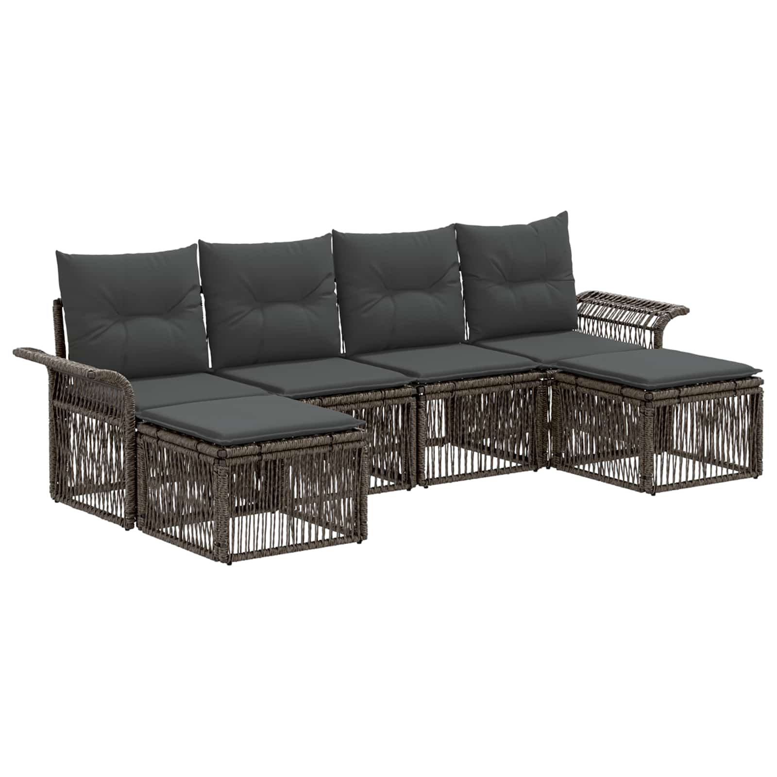 Ensemble de canapé de jardin 6 pcs Gris polyrotin - XIOS