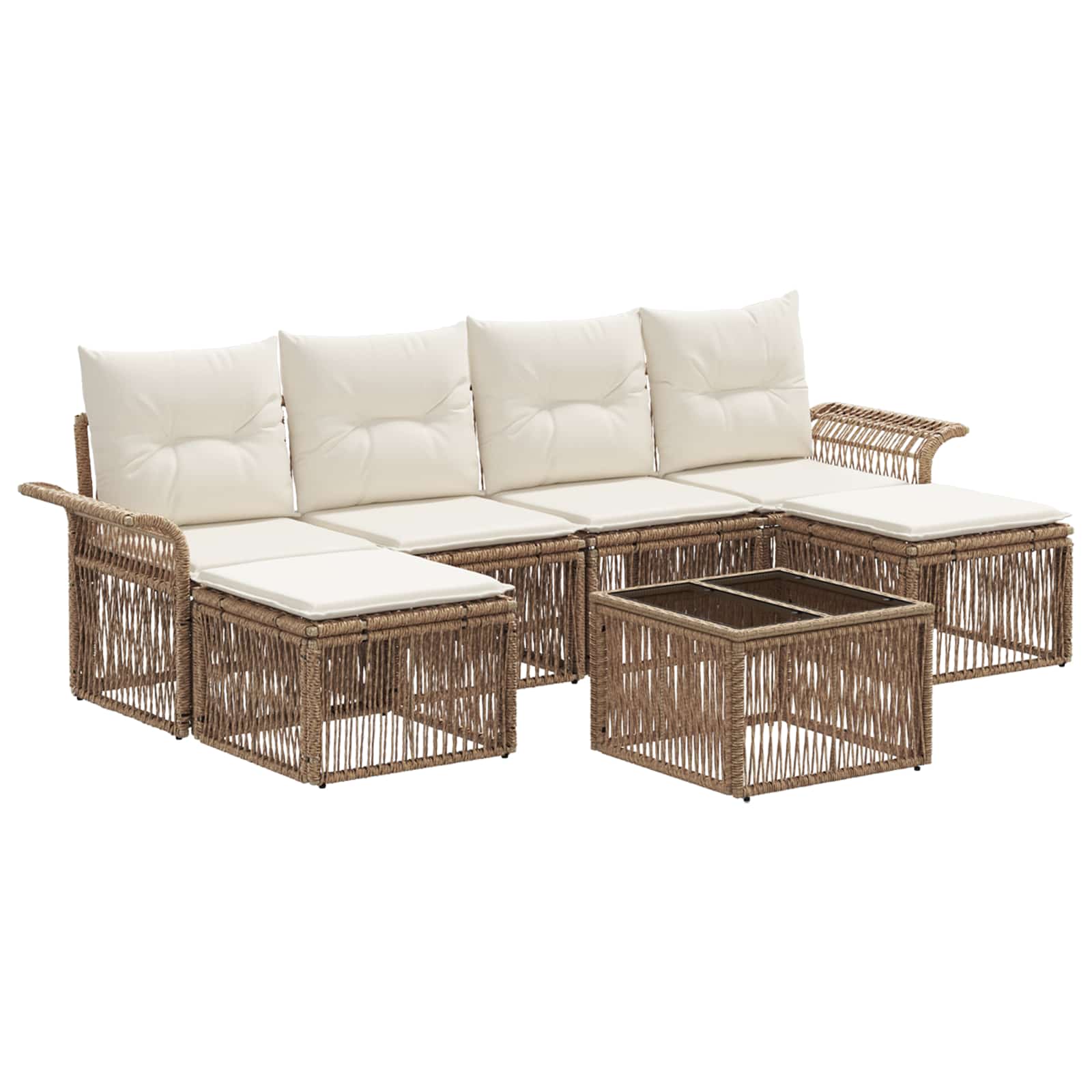 Ensemble de canapé de jardin 7 pcs Beige polyrotin - XIOS