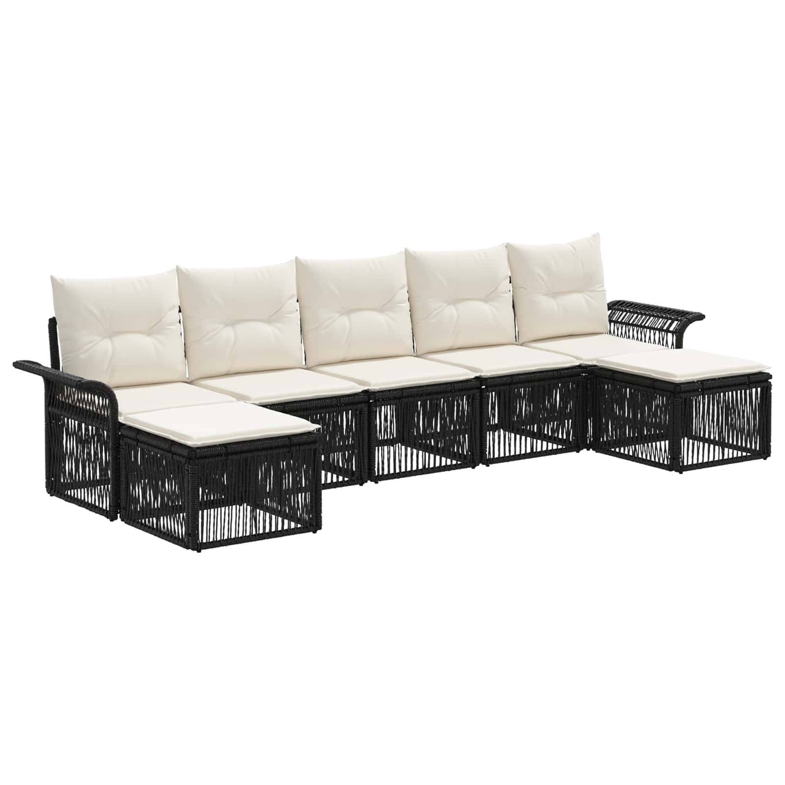 Ensemble de canapé de jardin 7 pcs Noir polyrotin - XIOS
