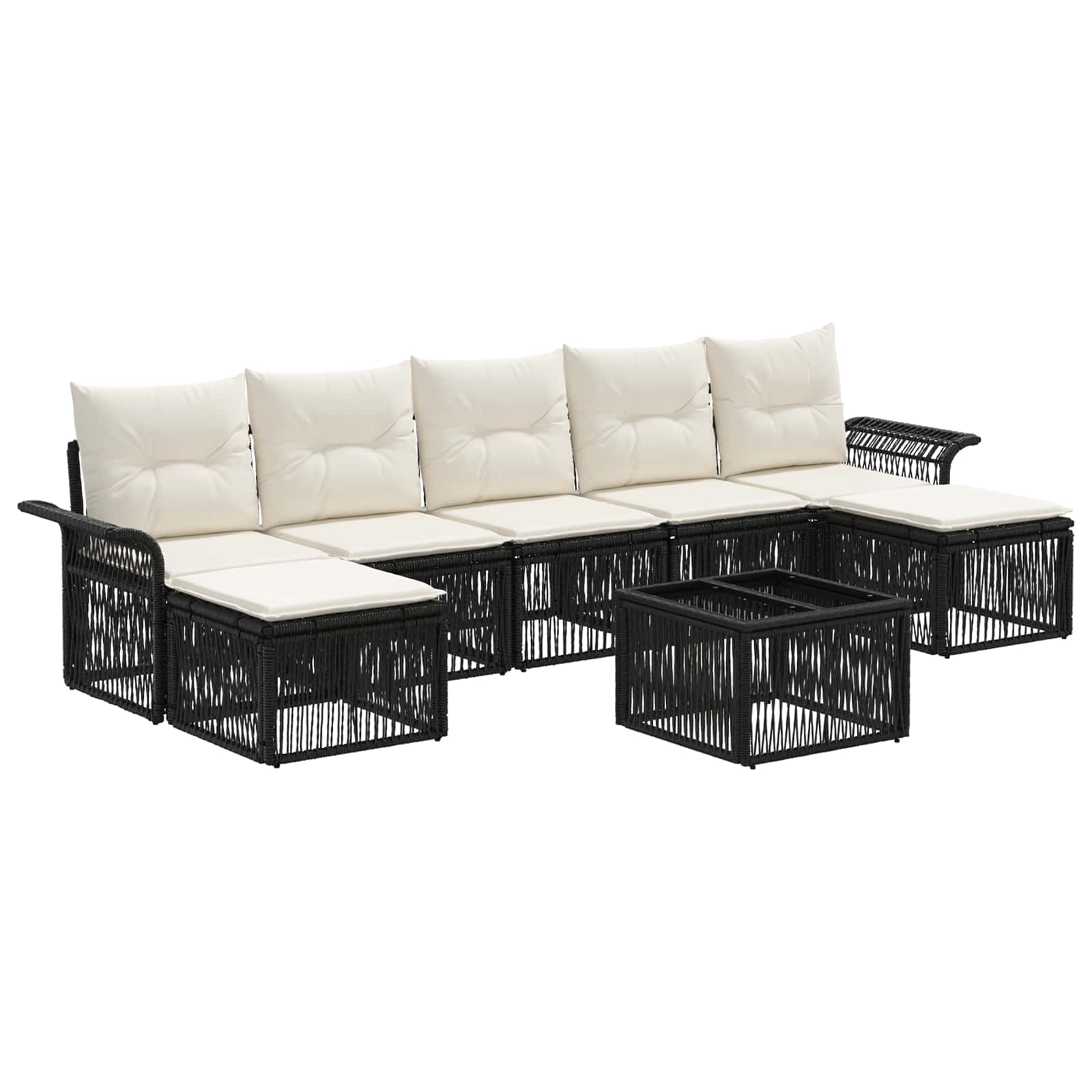 Ensemble de canapé de jardin 8 pcs Noir polyrotin - XIOS