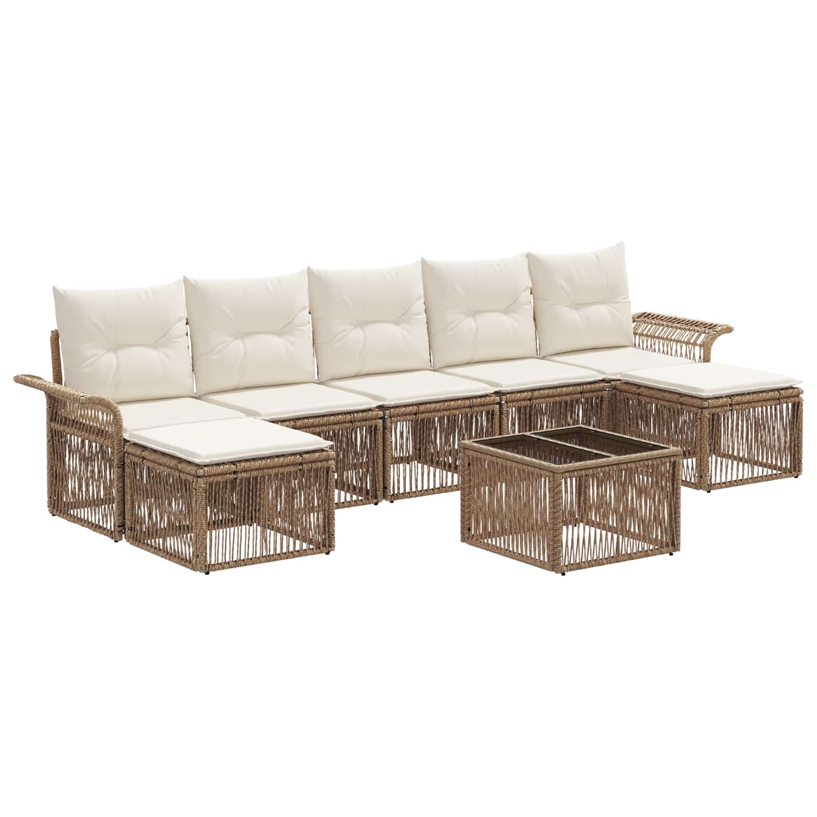 Ensemble de canapé de jardin 8 pcs Beige polyrotin - XIOS