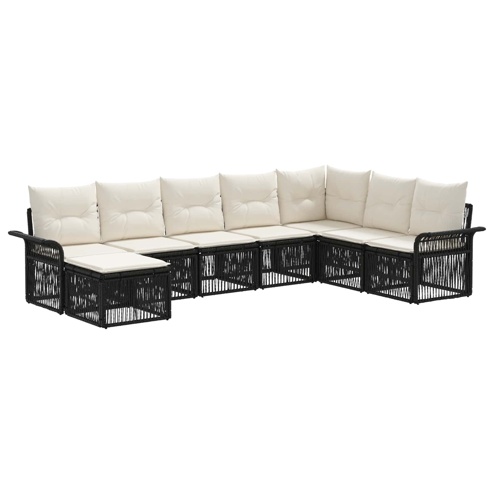 Ensemble de canapé de jardin 8 pcs Noir polyrotin - XIOS