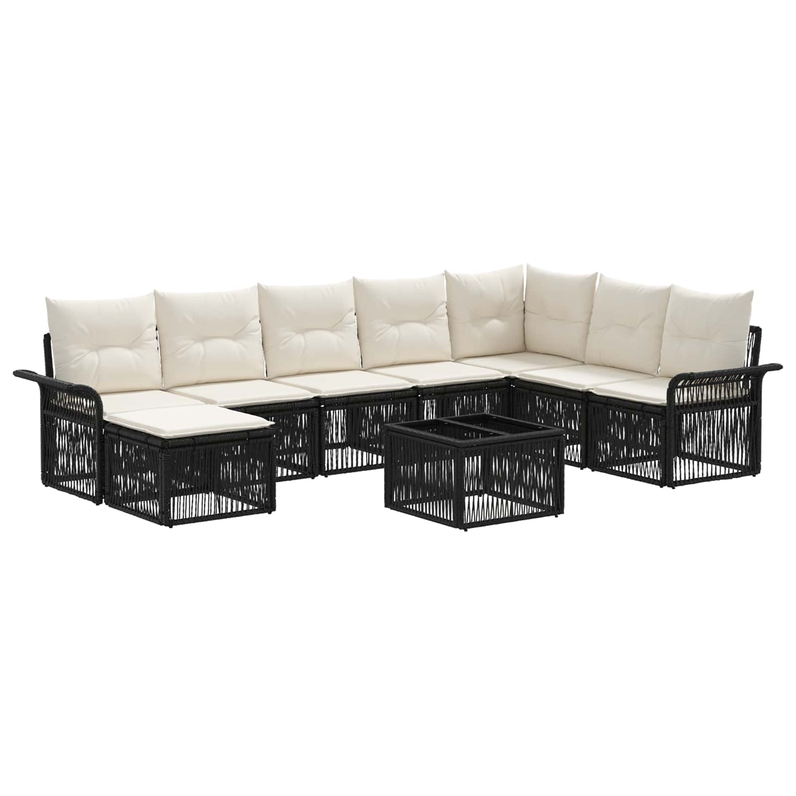 Ensemble de canapé de jardin 9 pcs Noir polyrotin - XIOS