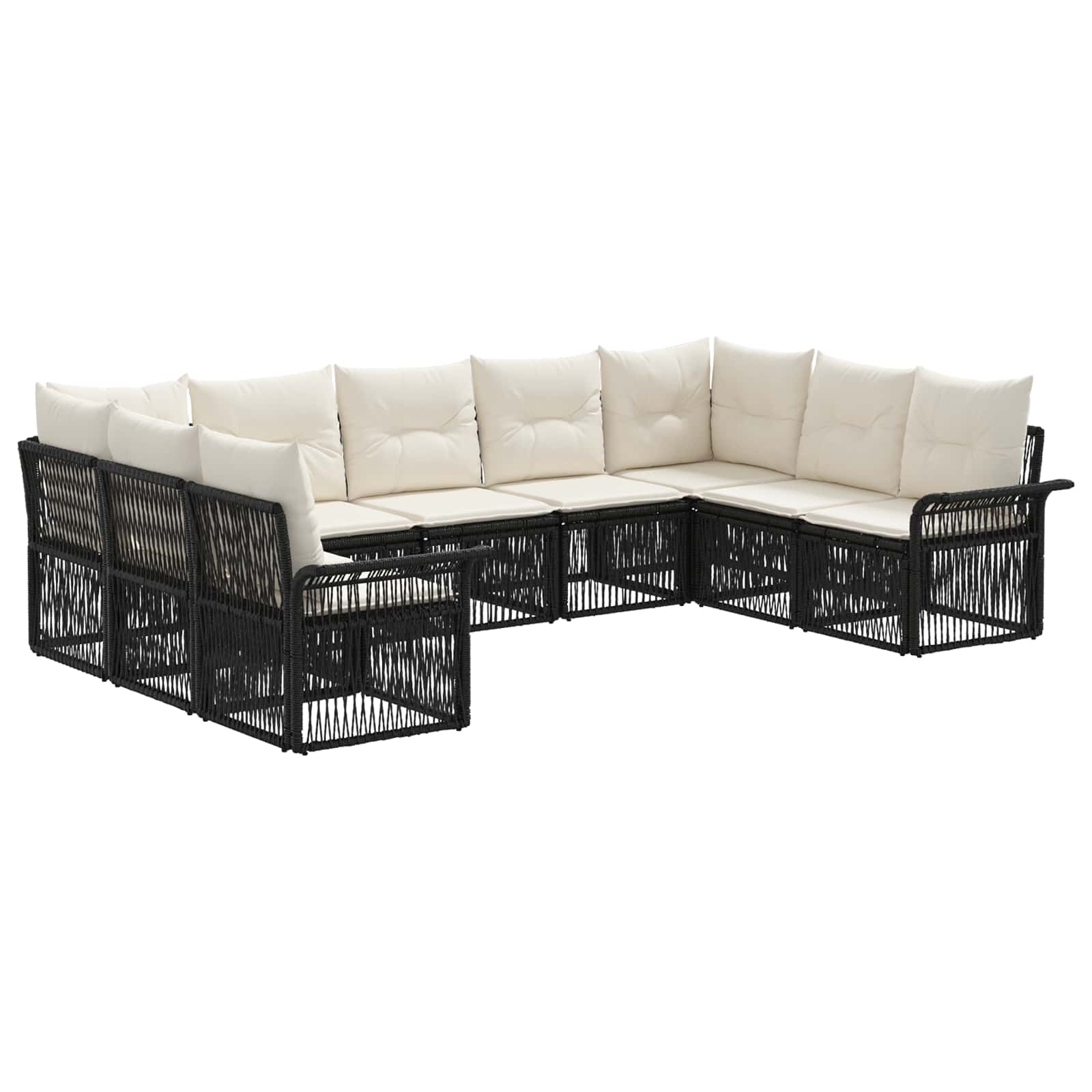 Ensemble de canapé de jardin 9 pcs Noir polyrotin - XIOS