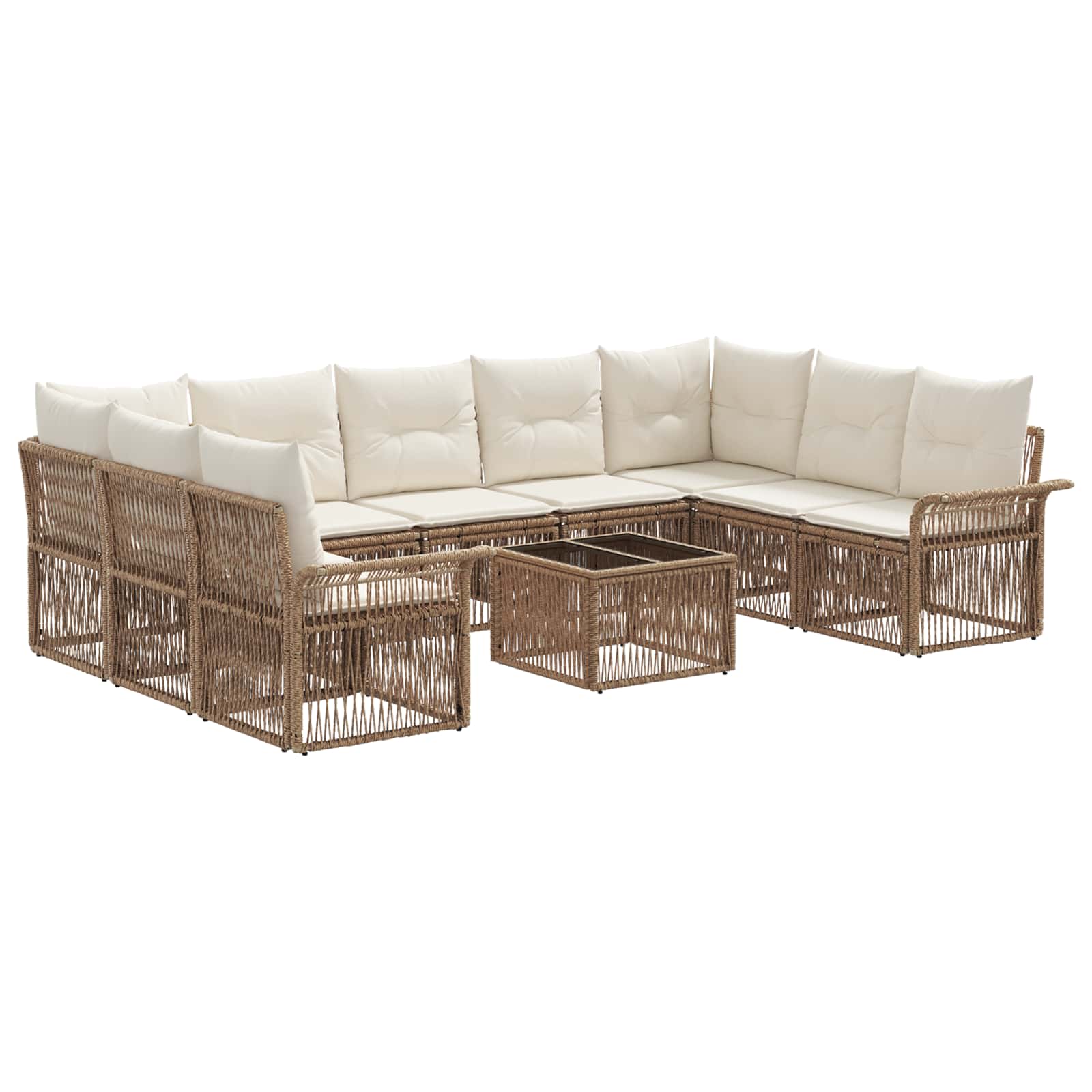 Ensemble de canapé de jardin 10 pcs Beige polyrotin - XIOS