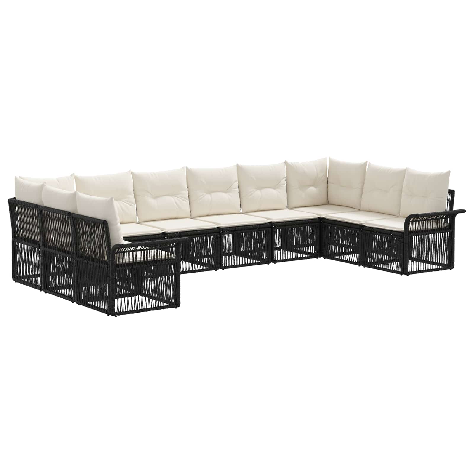 Ensemble de canapé de jardin 10 pcs Noir polyrotin - XIOS