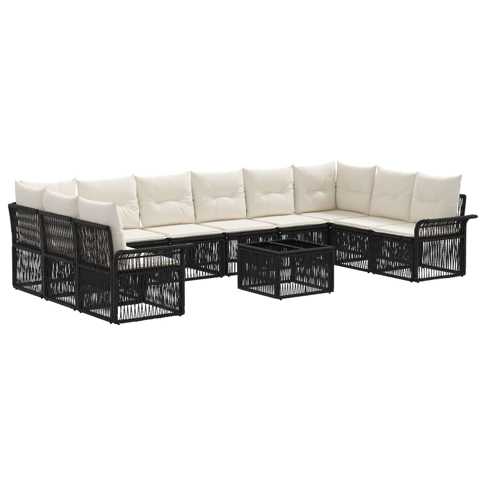 Ensemble de canapé de jardin 11 pcs Noir polyrotin - XIOS