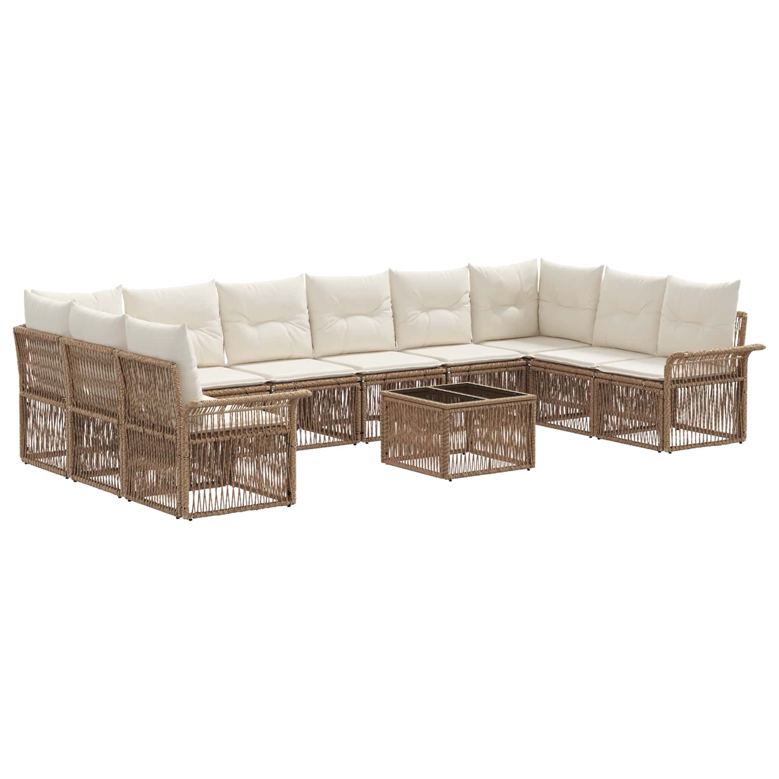 Ensemble de canapé de jardin 11 pcs Beige polyrotin - XIOS