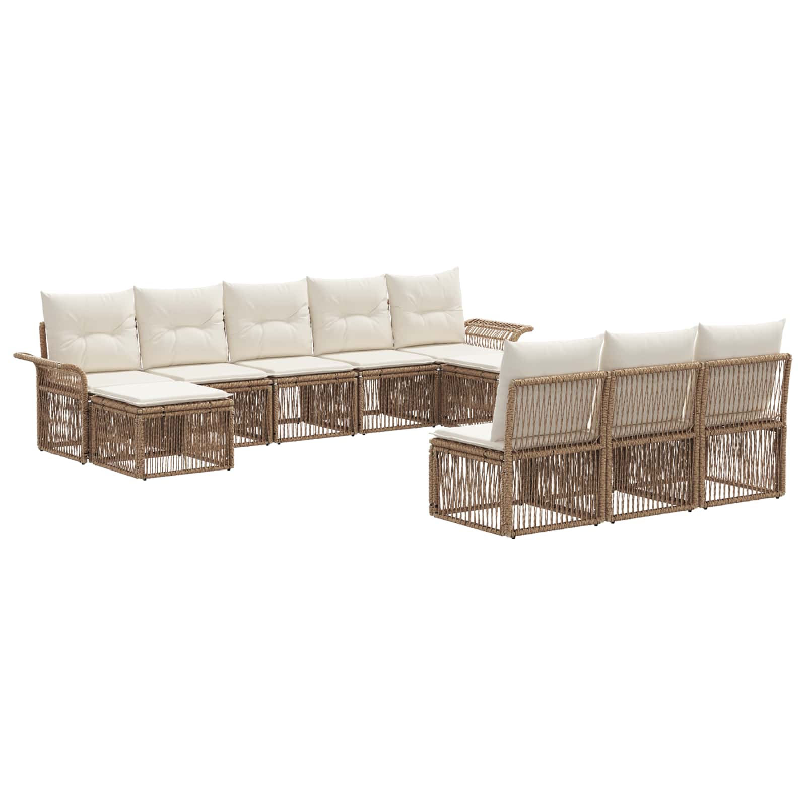 Ensemble de canapé de jardin 10 pcs Beige polyrotin - XIOS