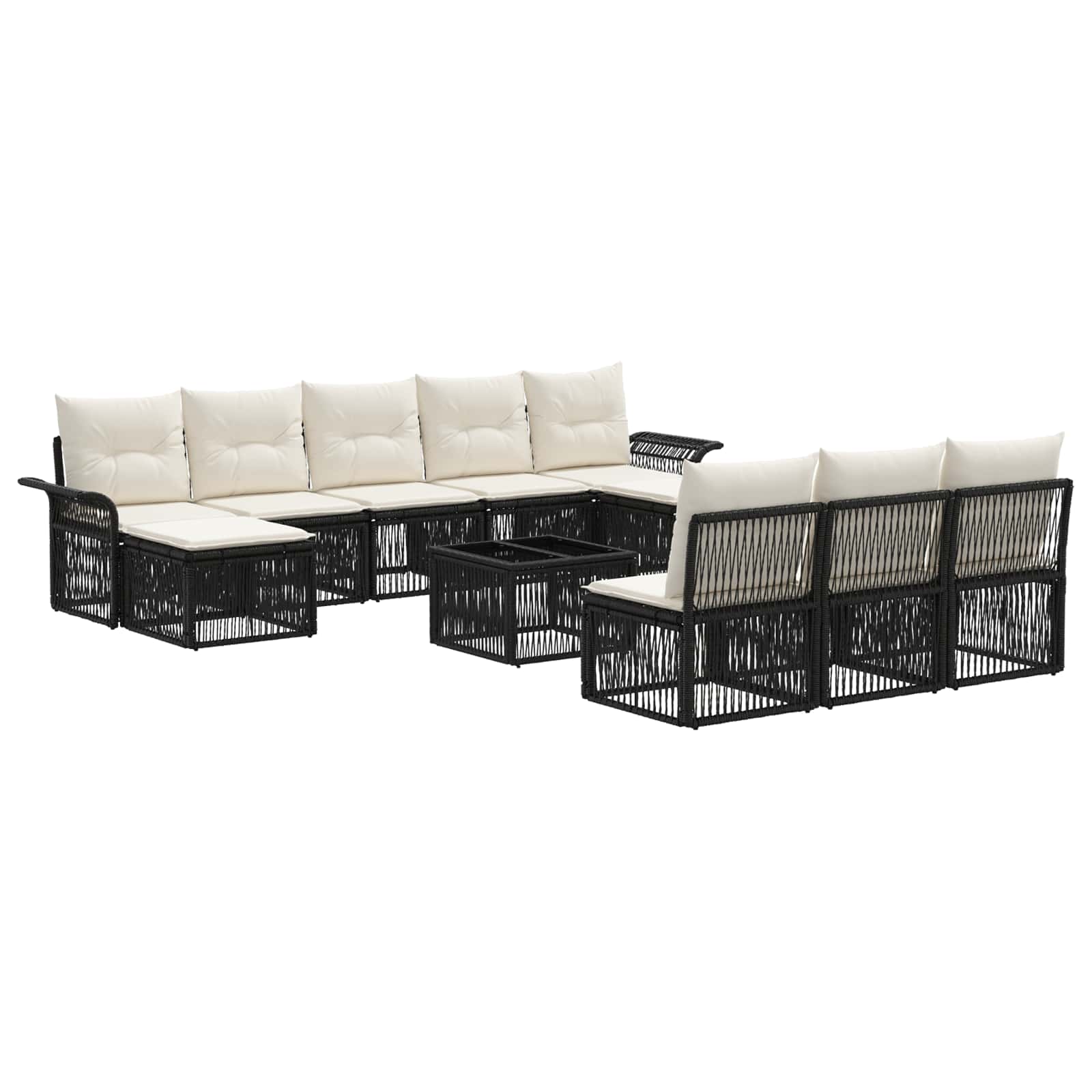 Ensemble de canapé de jardin 11 pcs Noir polyrotin - XIOS