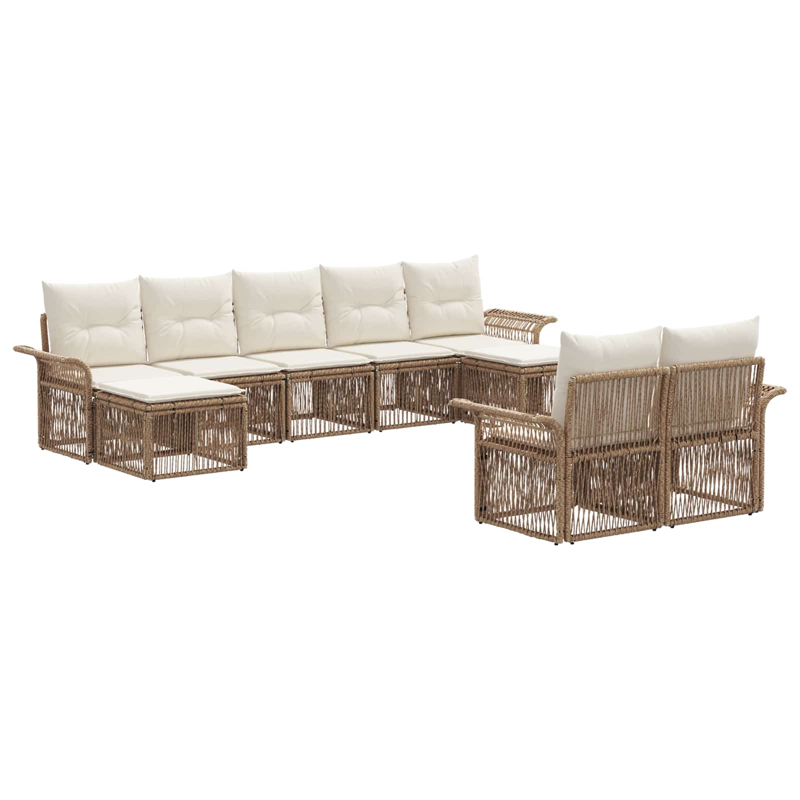 Ensemble de canapé de jardin 9 pcs Beige polyrotin - XIOS