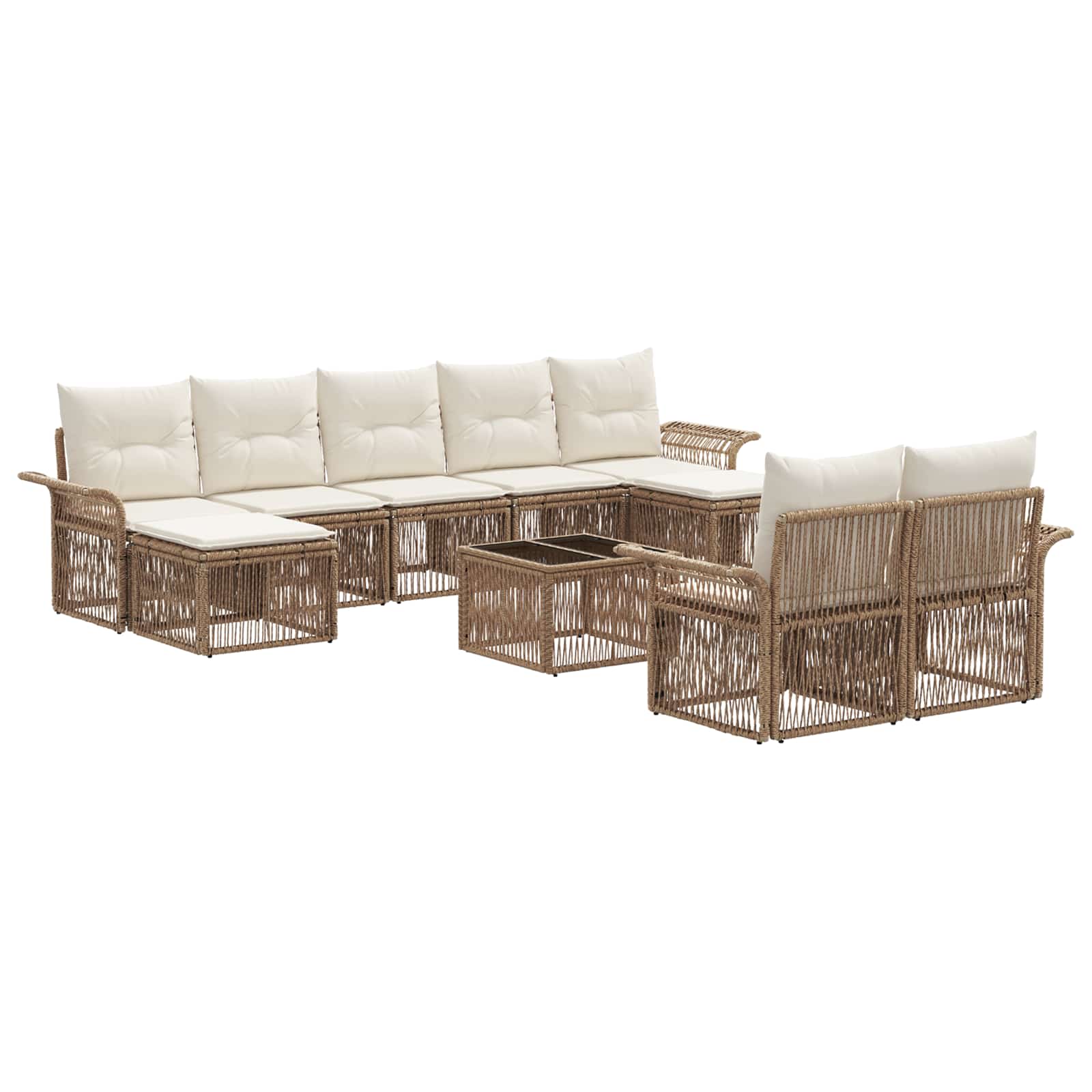 Ensemble de canapé de jardin 10 pcs Beige polyrotin - XIOS