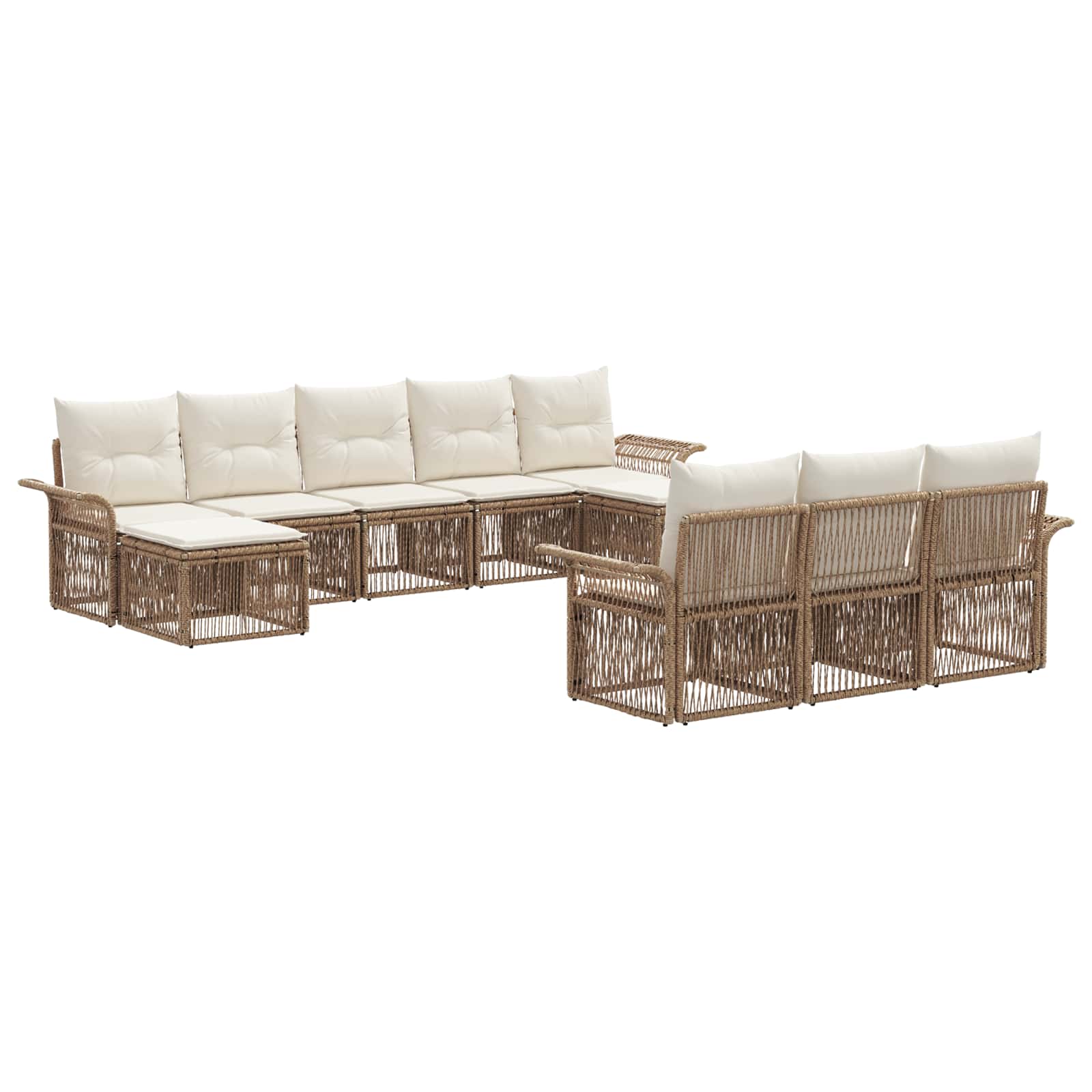 Ensemble de canapé de jardin 10 pcs Beige polyrotin - XIOS