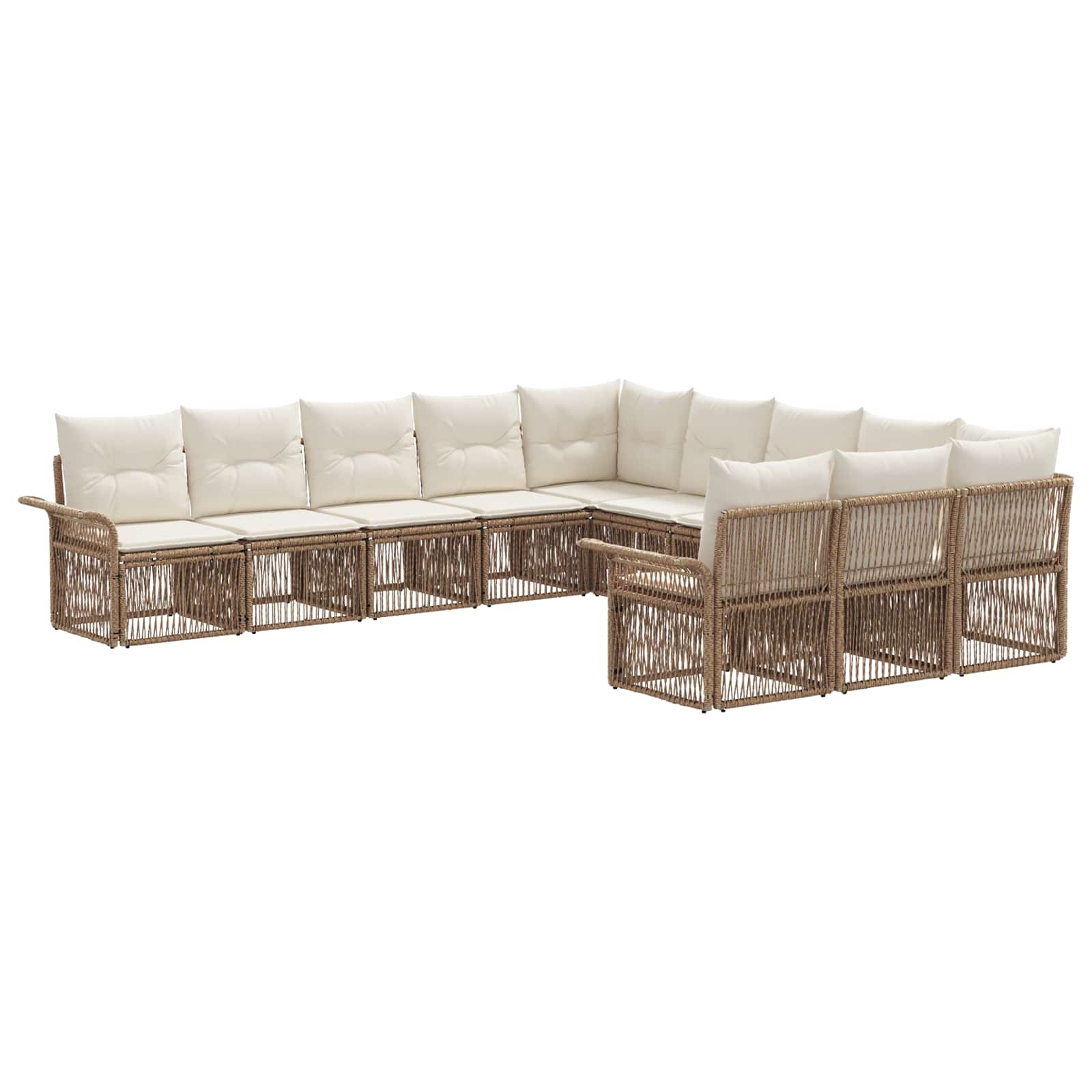 Ensemble de canapé de jardin 11 pcs Beige polyrotin - XIOS