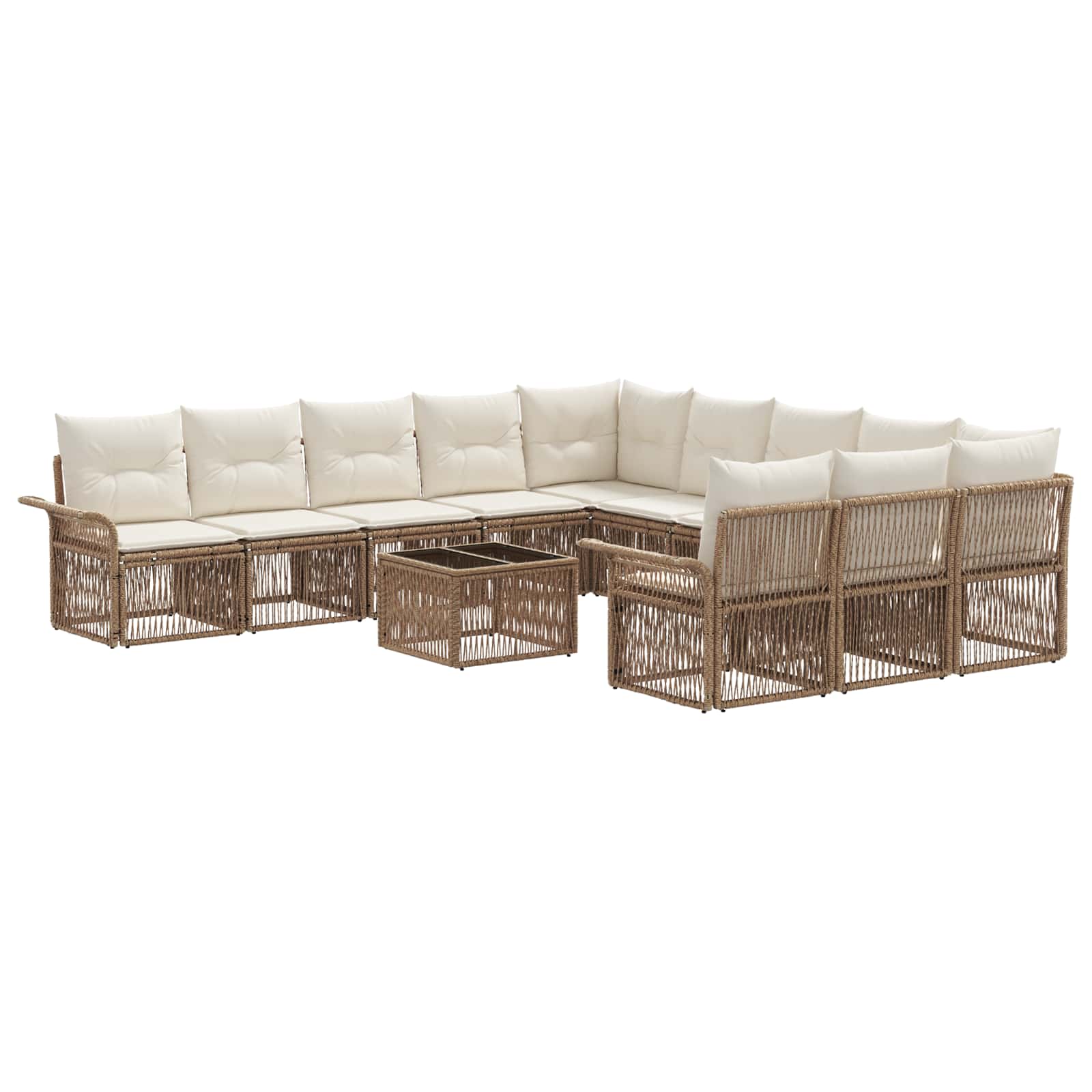 Ensemble de canapé de jardin 12 pcs Beige polyrotin - XIOS