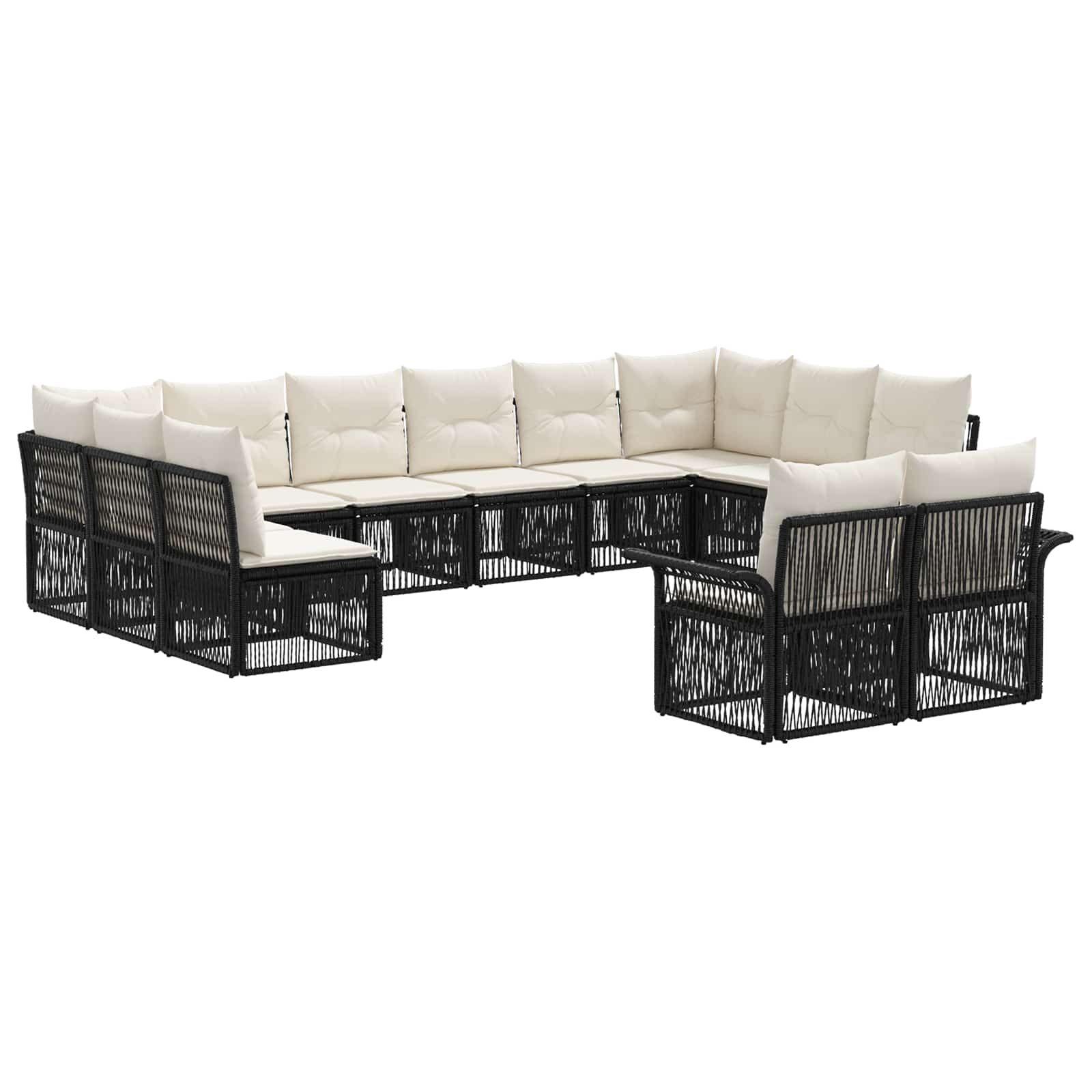 Ensemble de canapé de jardin 12 pcs Noir polyrotin - XIOS