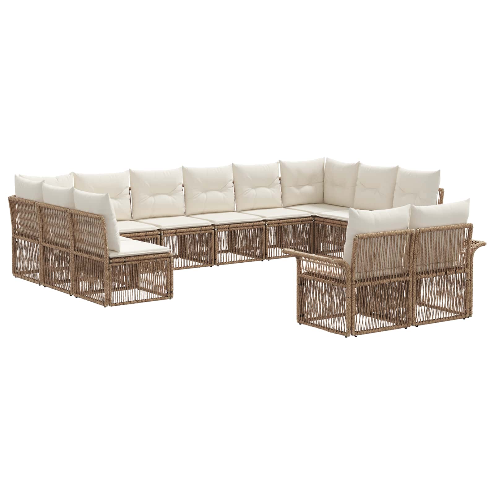 Ensemble de canapé de jardin 12 pcs Beige polyrotin - XIOS