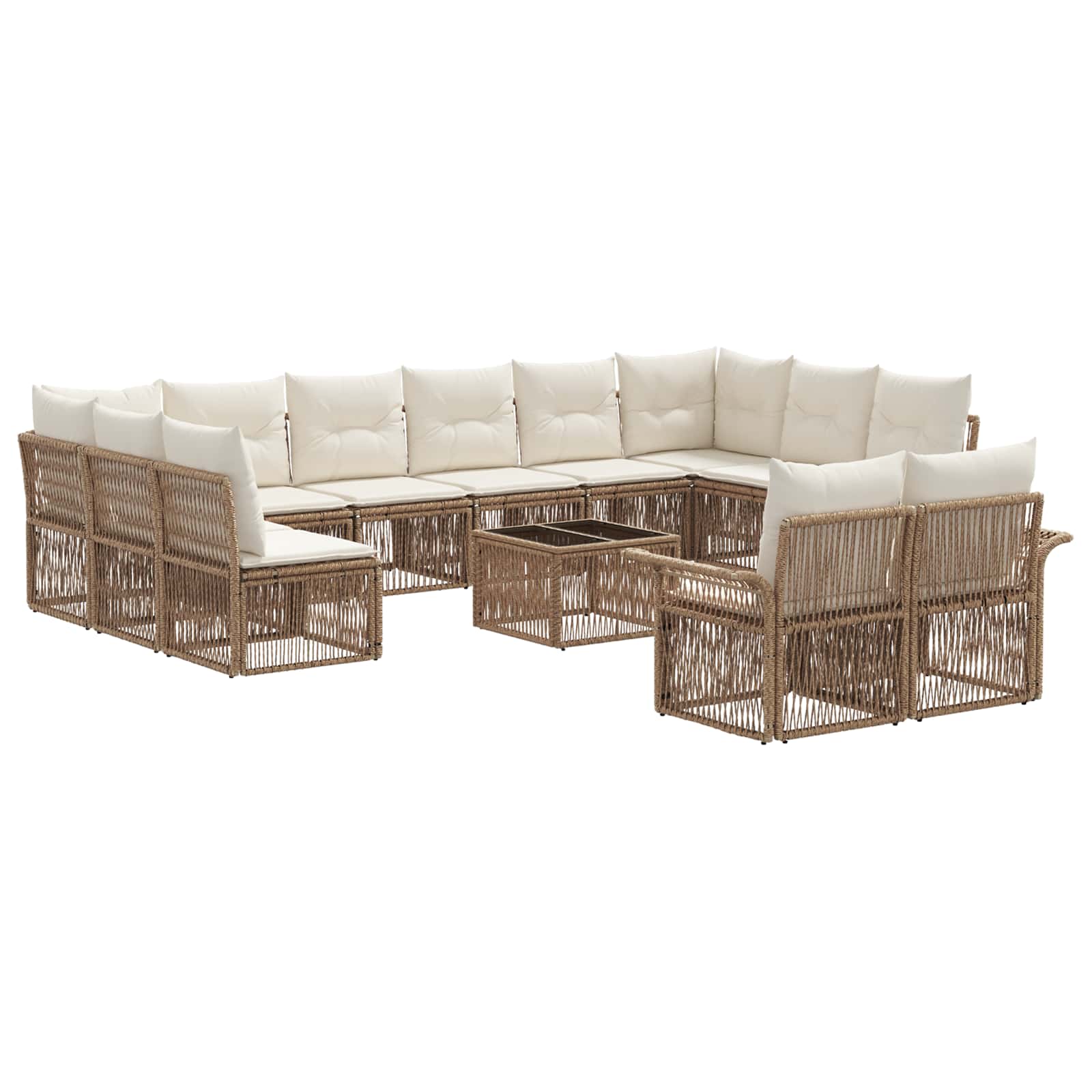 Ensemble de canapé de jardin 13 pcs Beige polyrotin - XIOS
