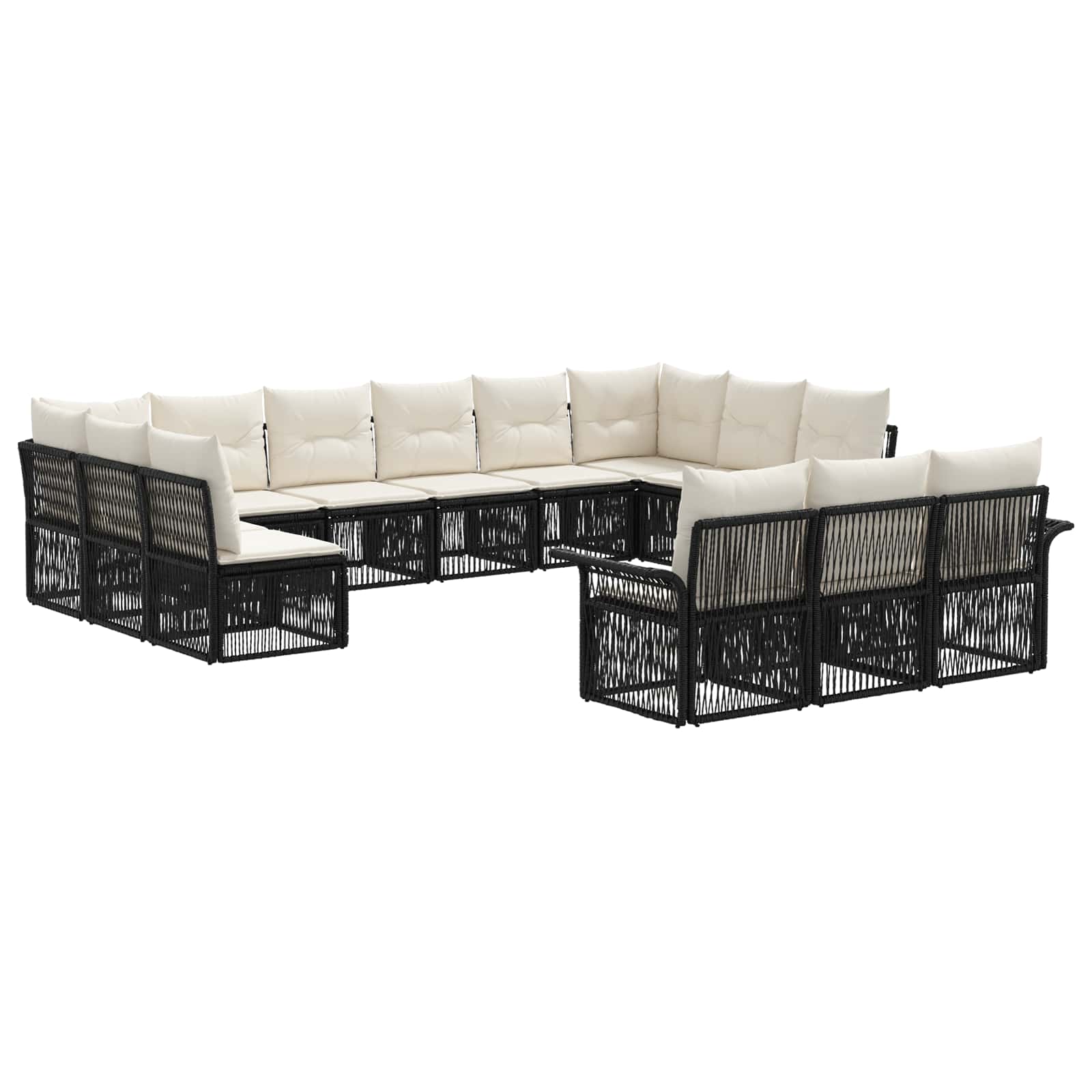 Ensemble de canapé de jardin 13 pcs Noir polyrotin - XIOS
