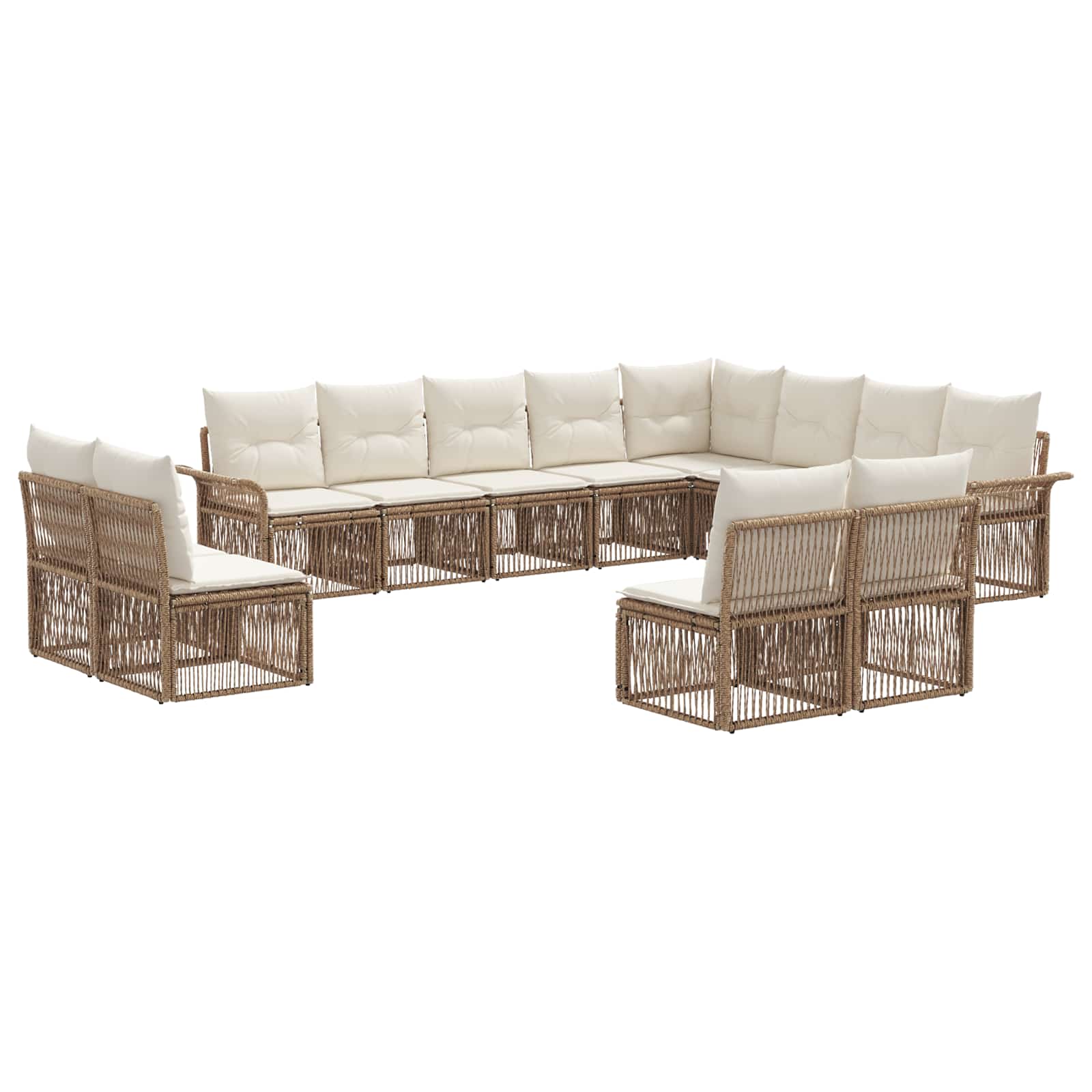 Ensemble de canapé de jardin 12 pcs Beige polyrotin - XIOS