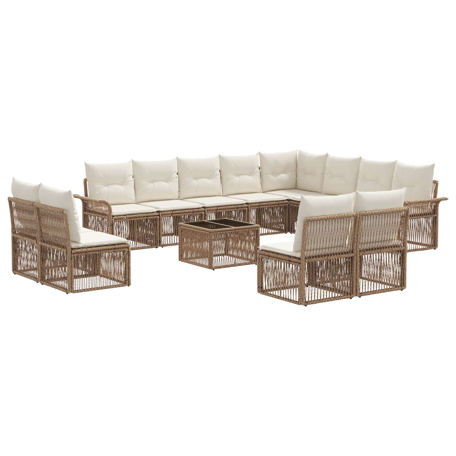 Ensemble de canapé de jardin 13 pcs Beige polyrotin - XIOS