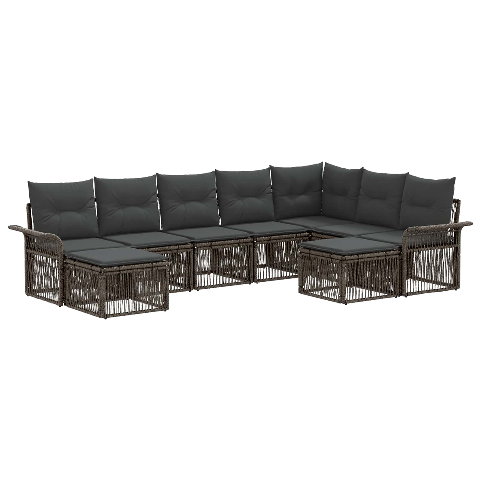 Ensemble de canapé de jardin 9 pcs Gris et Gris foncé polyrotin - XIOS