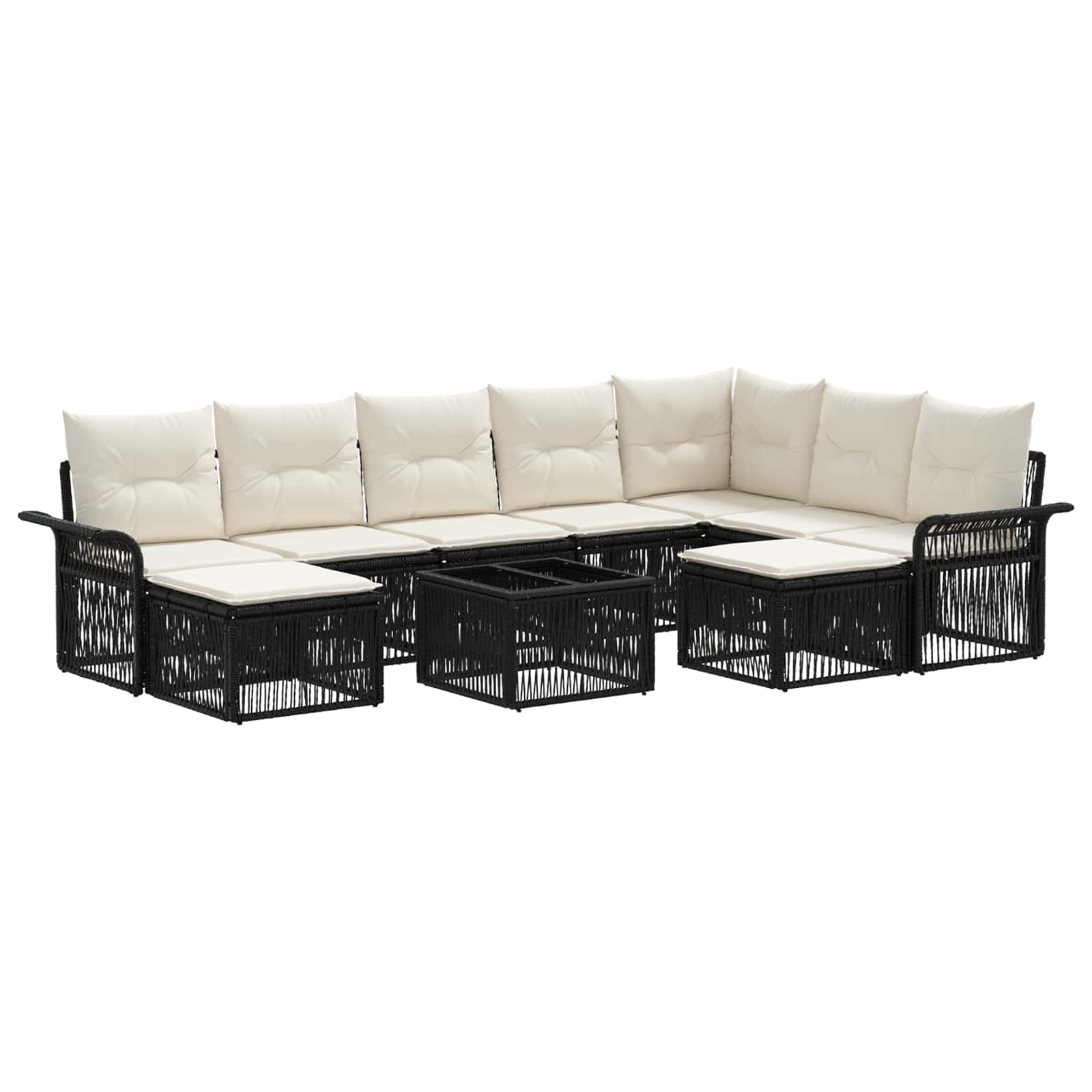 Ensemble de canapé de jardin 10 pcs Noir et blanc crème - XIOS
