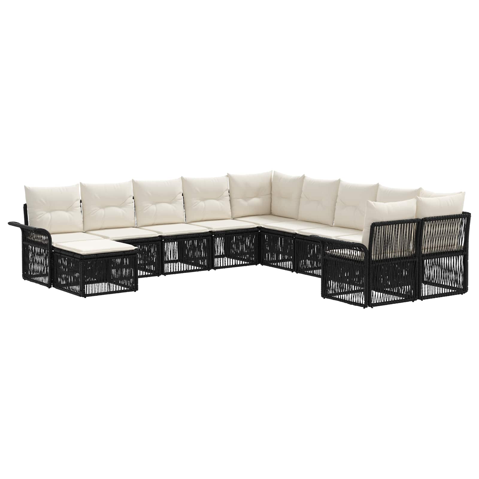 Ensemble de canapé de jardin 11 pcs Noir et blanc crème - XIOS