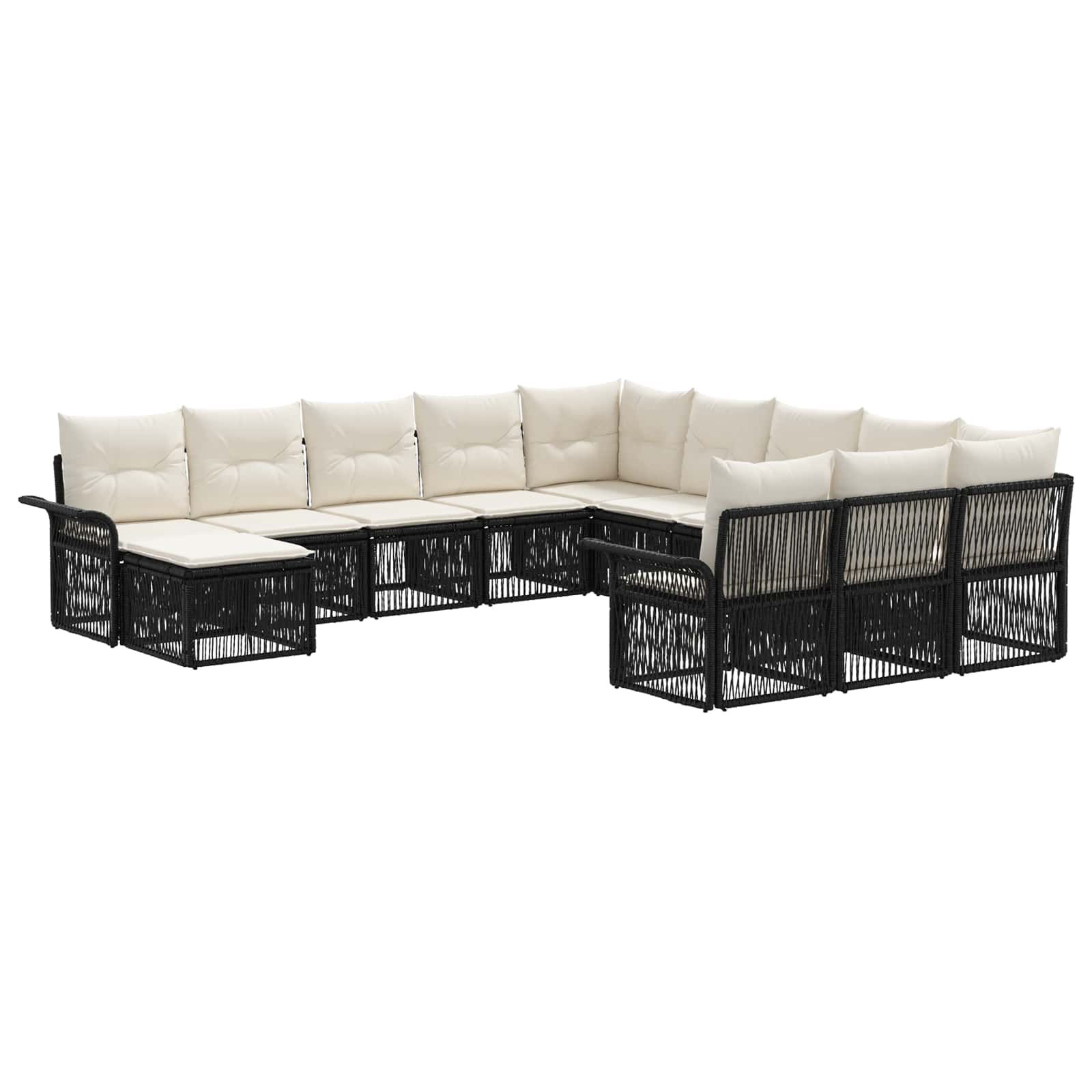 Ensemble de canapé de jardin 12 pcs Noir et blanc crème - XIOS