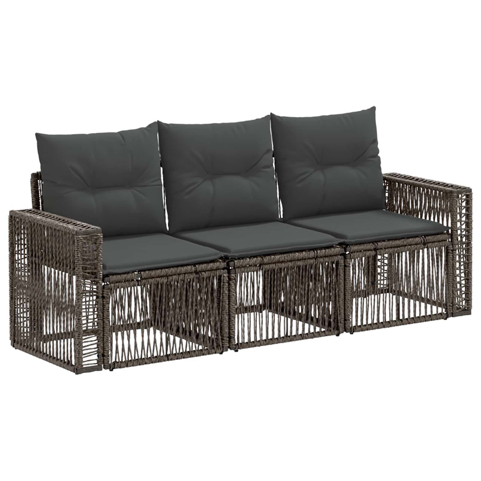 Ensemble de canapé de jardin 3 pcs Gris et Gris foncé polyrotin - XIOS