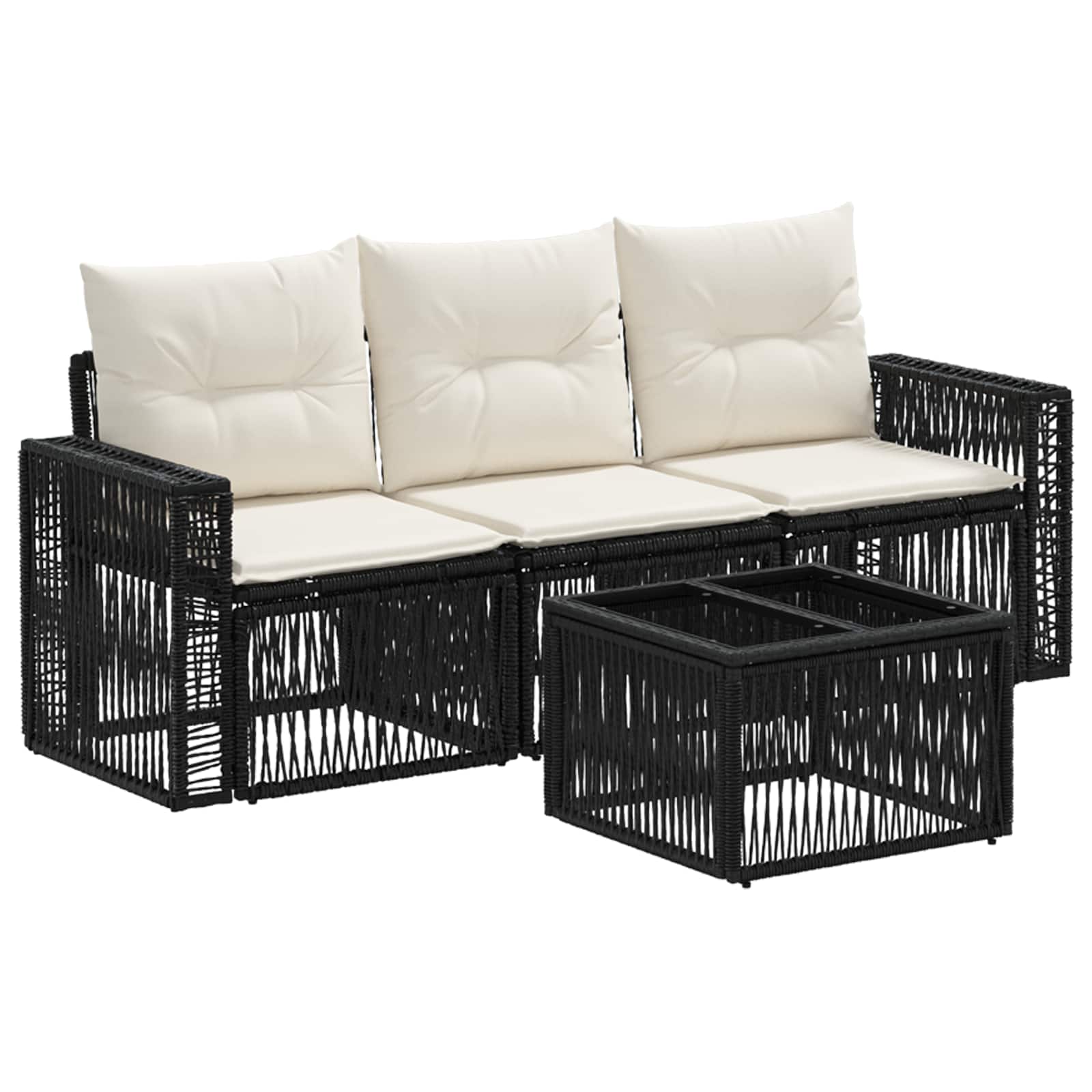 Ensemble de canapé de jardin 4 pcs Noir et blanc crème - XIOS