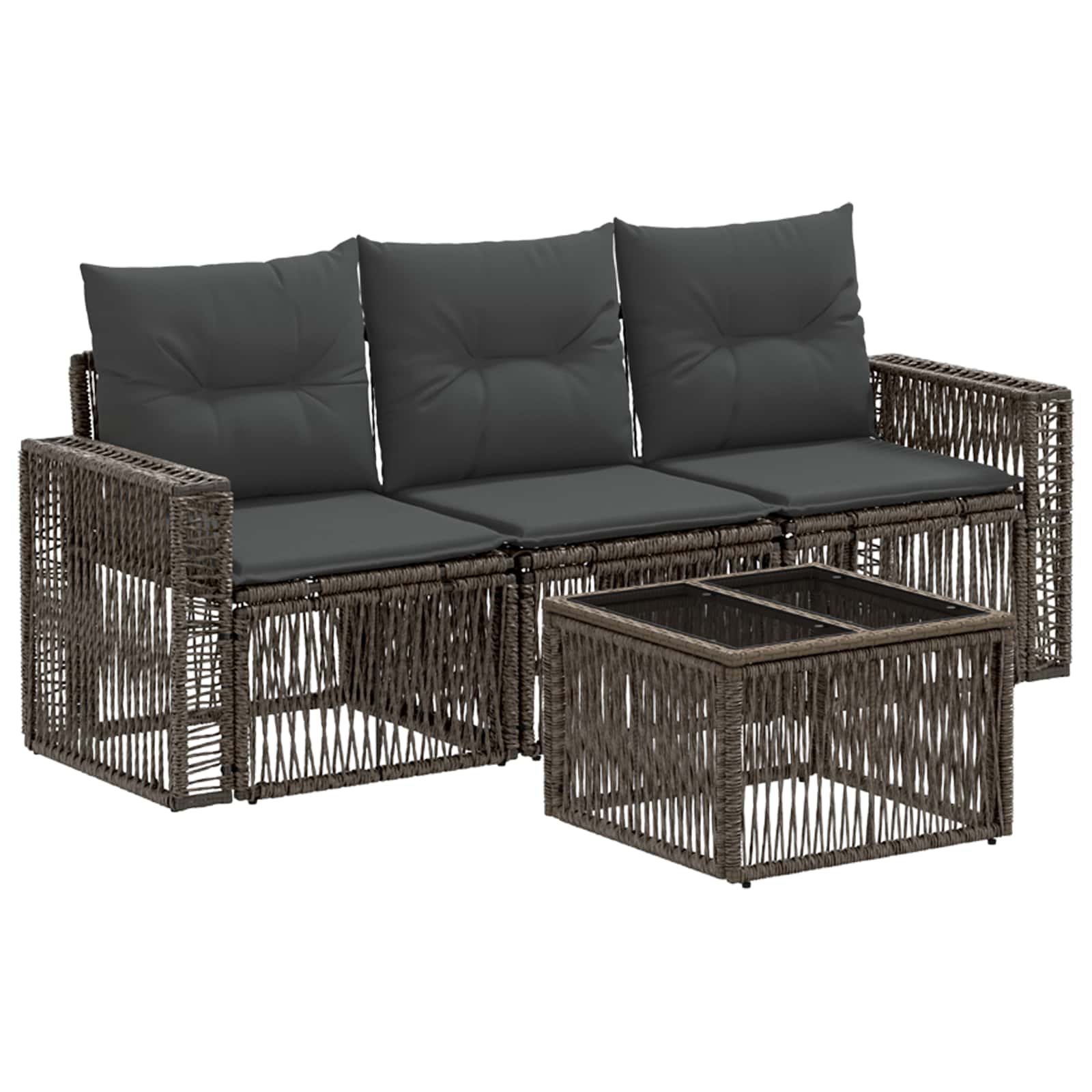 Ensemble de canapé de jardin 4 pcs Gris et Gris foncé polyrotin - XIOS