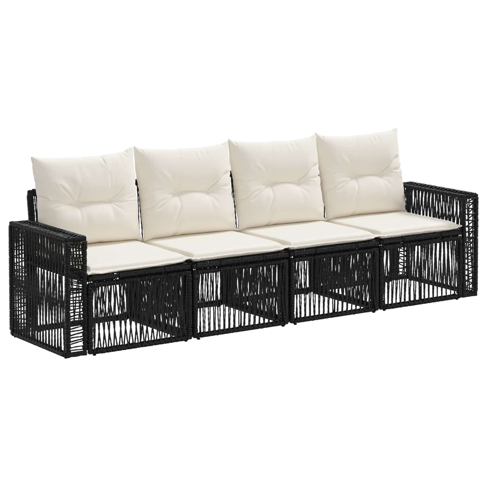 Ensemble de canapé de jardin 4 pcs Noir et blanc crème - XIOS