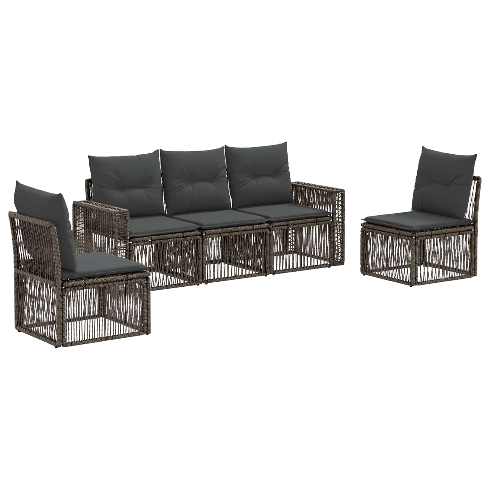 Ensemble de canapé de jardin 5 pcs Gris et Gris foncé polyrotin - XIOS
