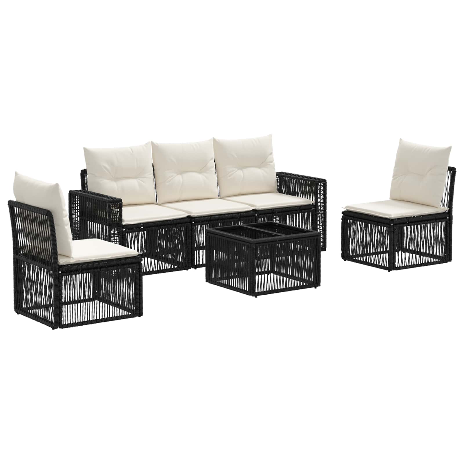 Ensemble de canapé de jardin 6 pcs Noir et blanc crème - XIOS