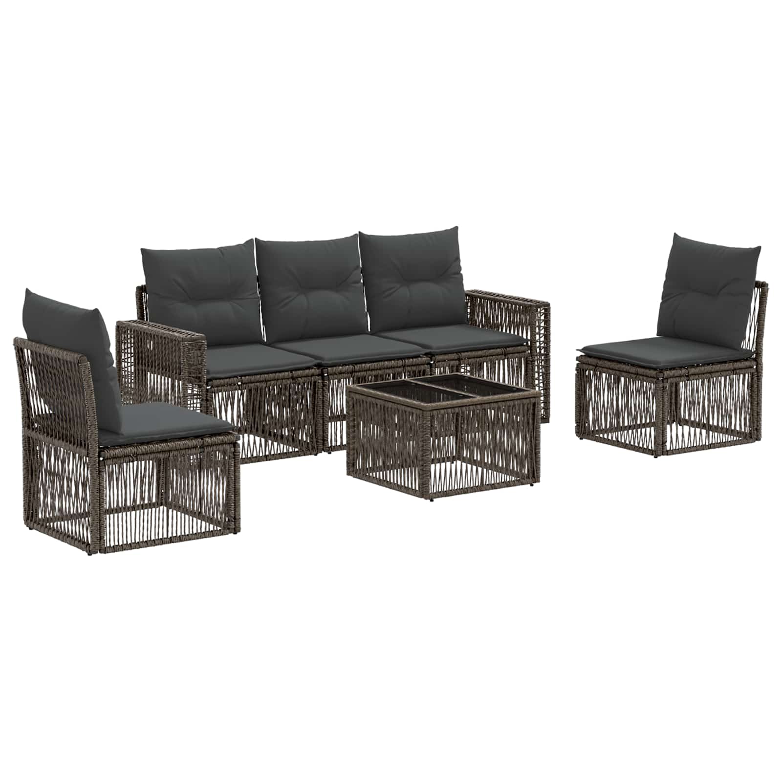 Ensemble de canapé de jardin 6 pcs Gris et Gris foncé polyrotin - XIOS