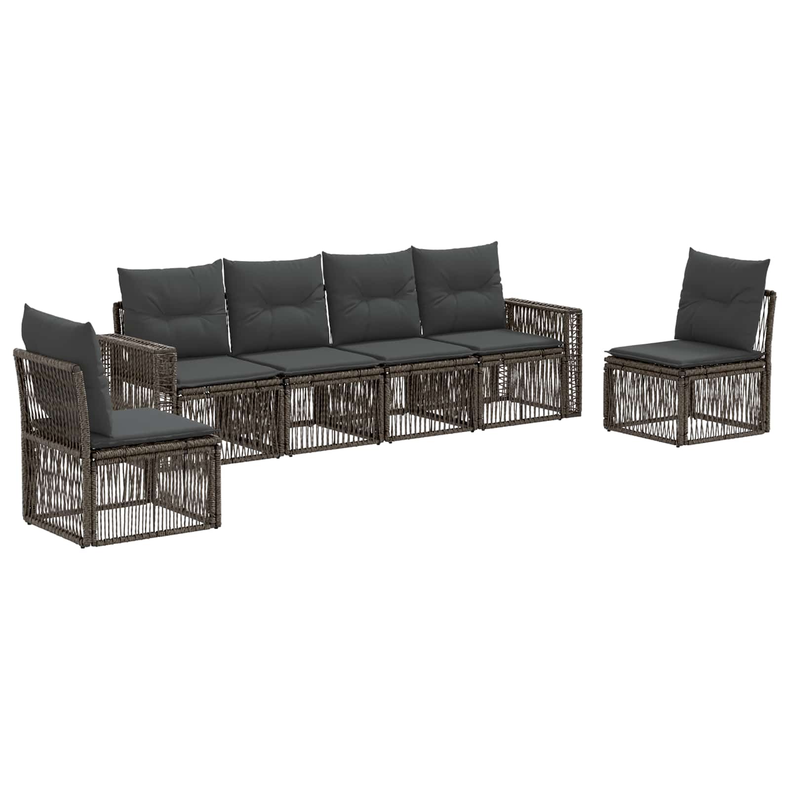 Ensemble de canapé de jardin 6 pcs Gris et Gris foncé polyrotin - XIOS