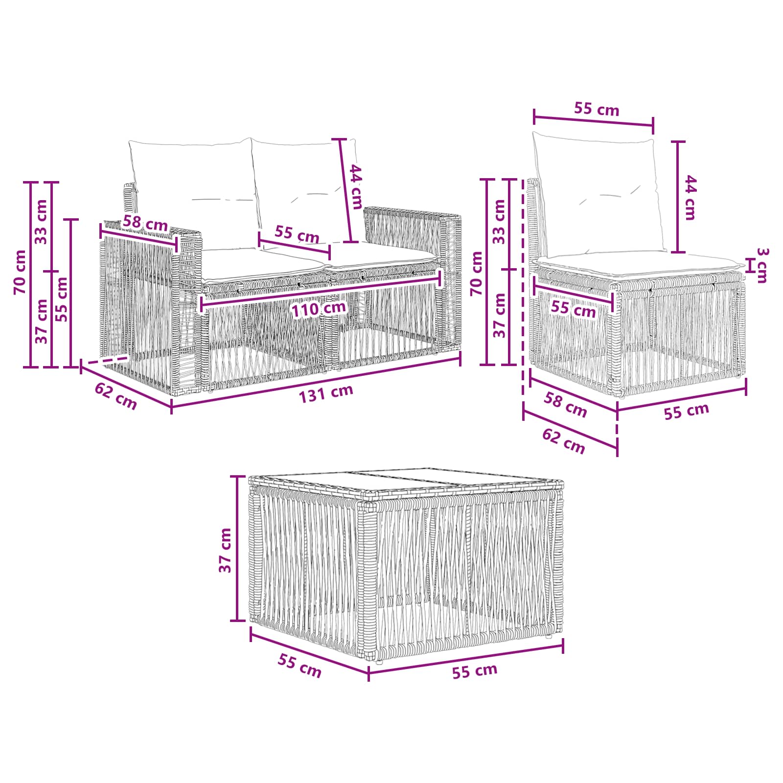 Ensemble de canapé de jardin 7 pcs Beige et blanc crème - XIOS