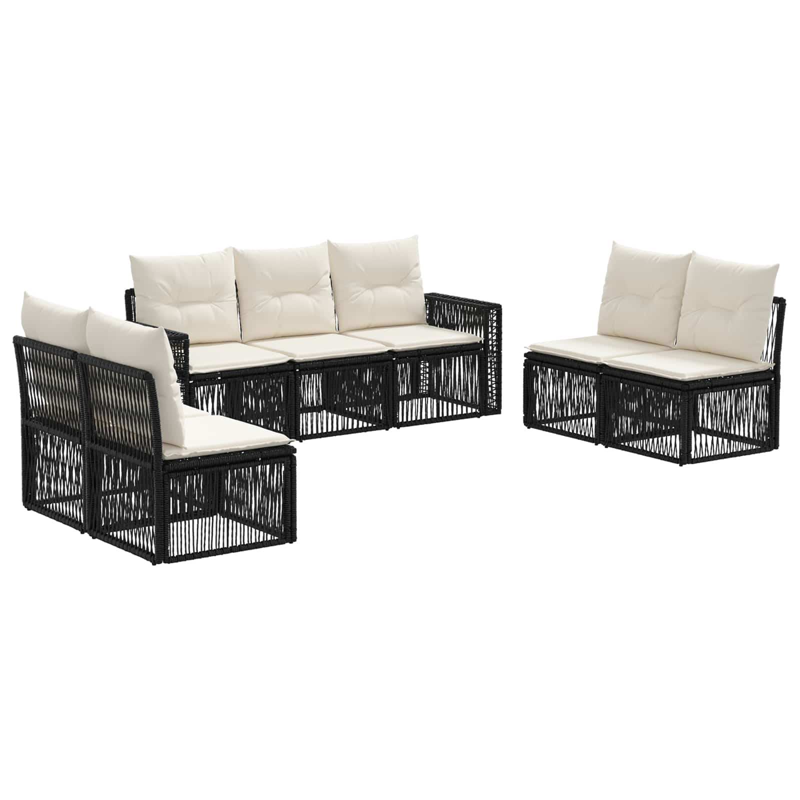 Ensemble de canapé de jardin 7 pcs Noir et blanc crème - XIOS