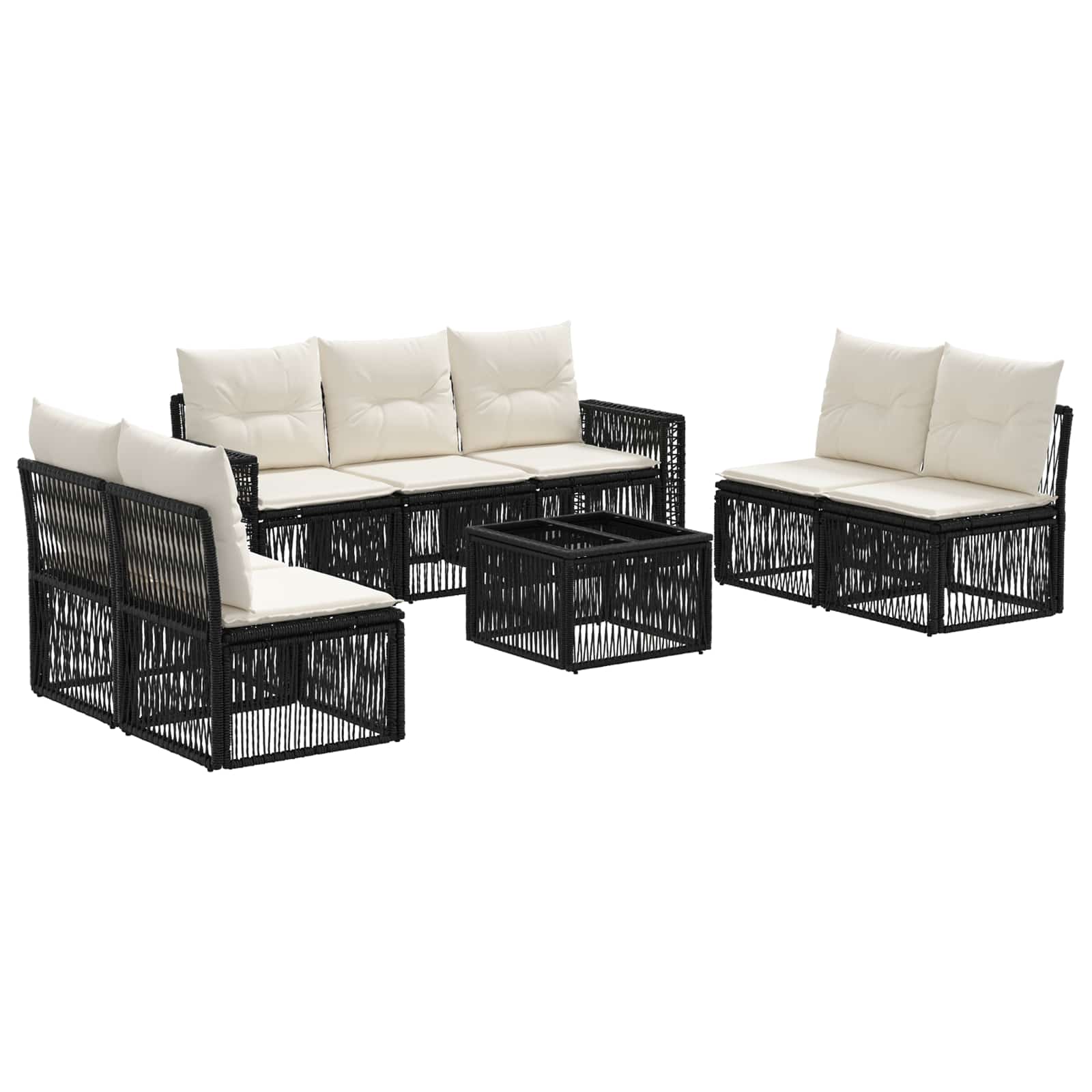 Ensemble de canapé de jardin 8 pcs Noir et blanc crème - XIOS